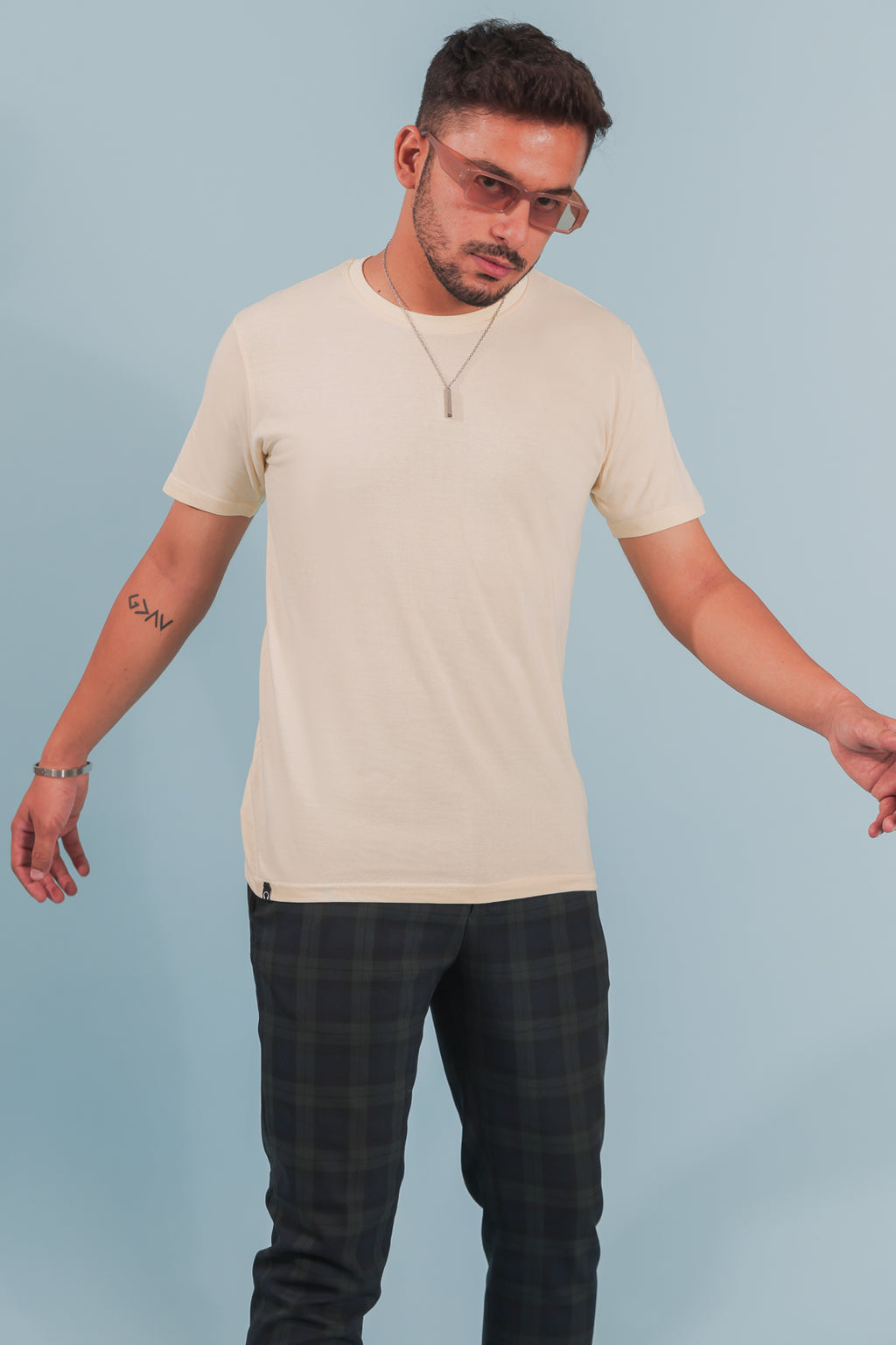 Pale Yellow Slim Fit Cotton T-Shirt