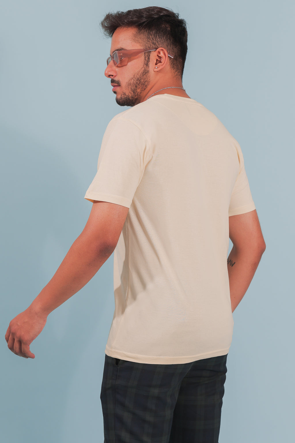 Pale Yellow Slim Fit Cotton T-Shirt