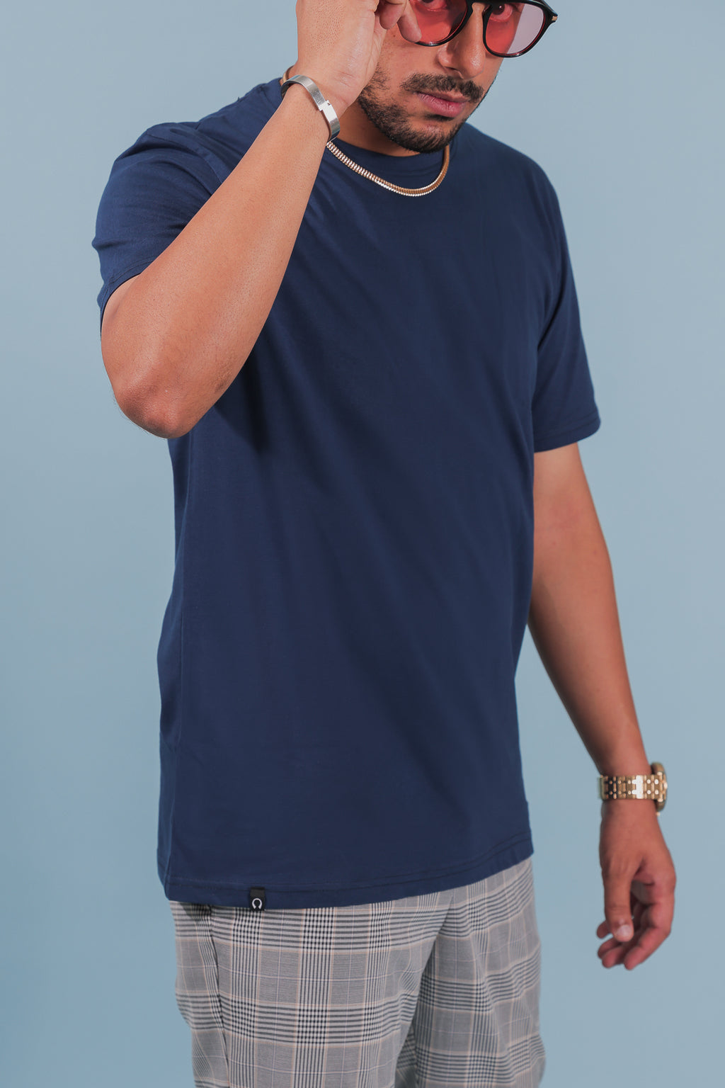 Navy Blue Slim Fit Cotton T-Shirt