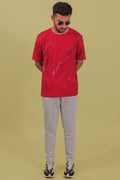 Bloody Red Marbled Oversized T-Shirt