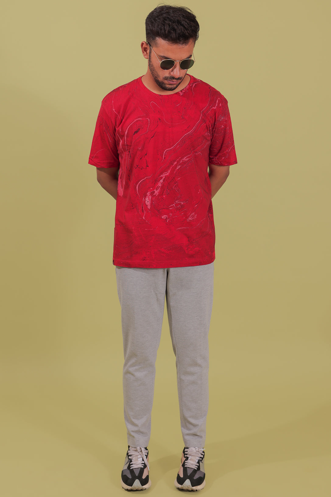 Bloody Red Marbled Oversized T-Shirt