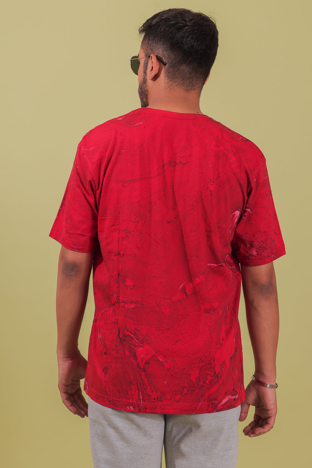 Bloody Red Marbled Oversized T-Shirt