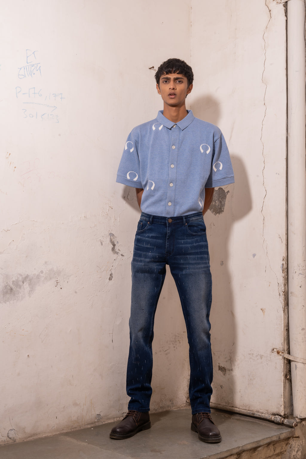 Blue Ripped Slim Tapered Fit Denim