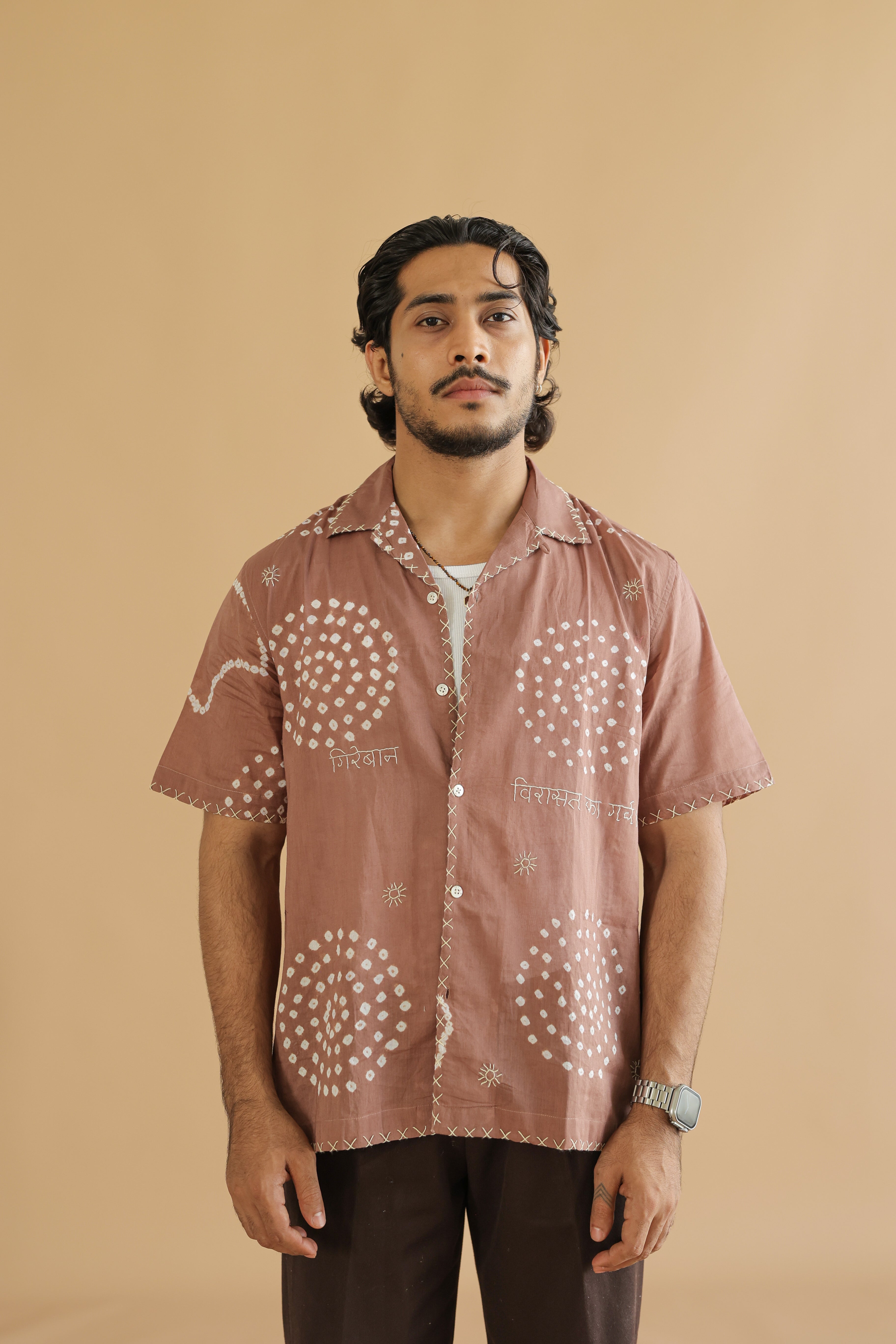 Chand Beige Bandhani Shirt