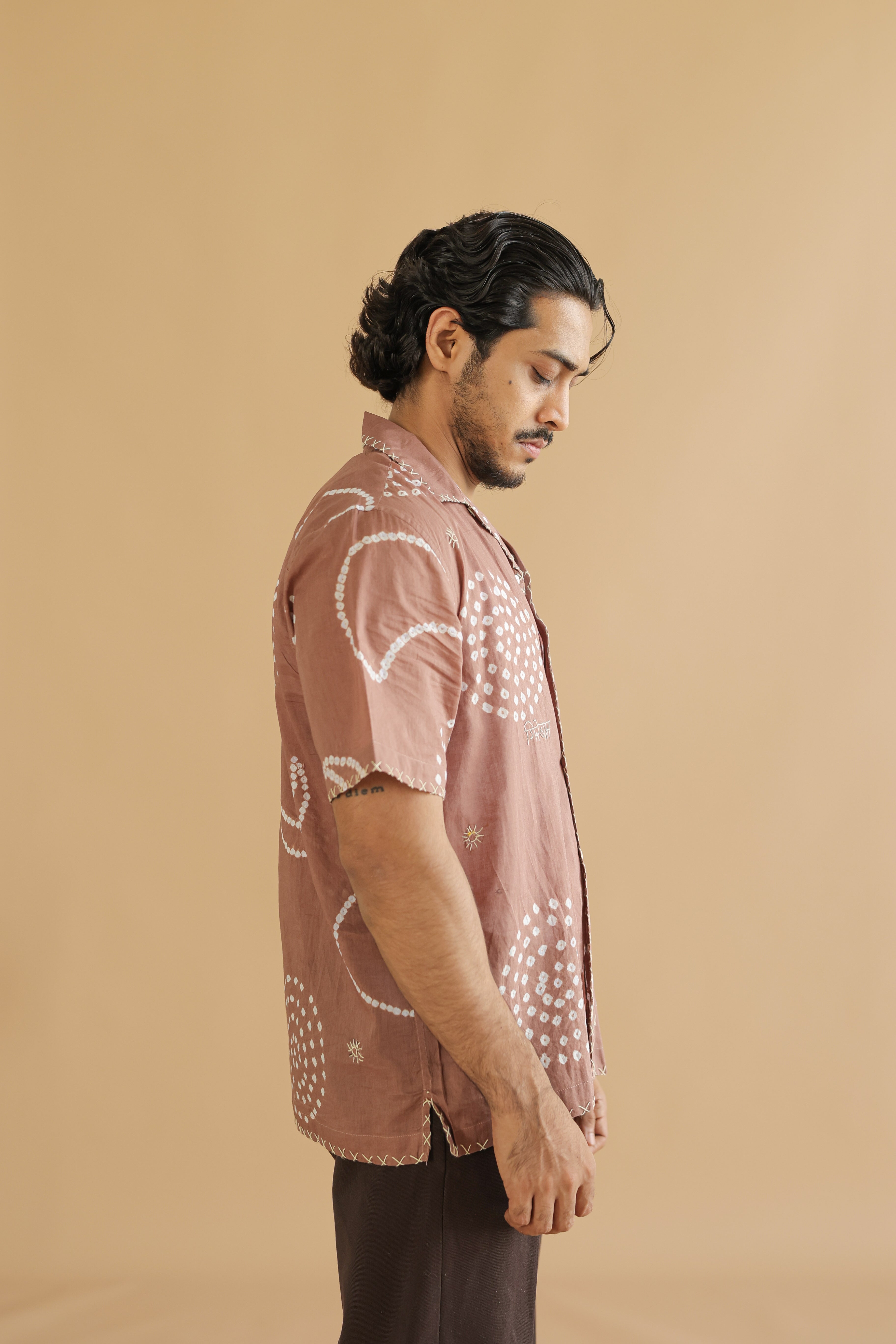 Chand Beige Bandhani Shirt