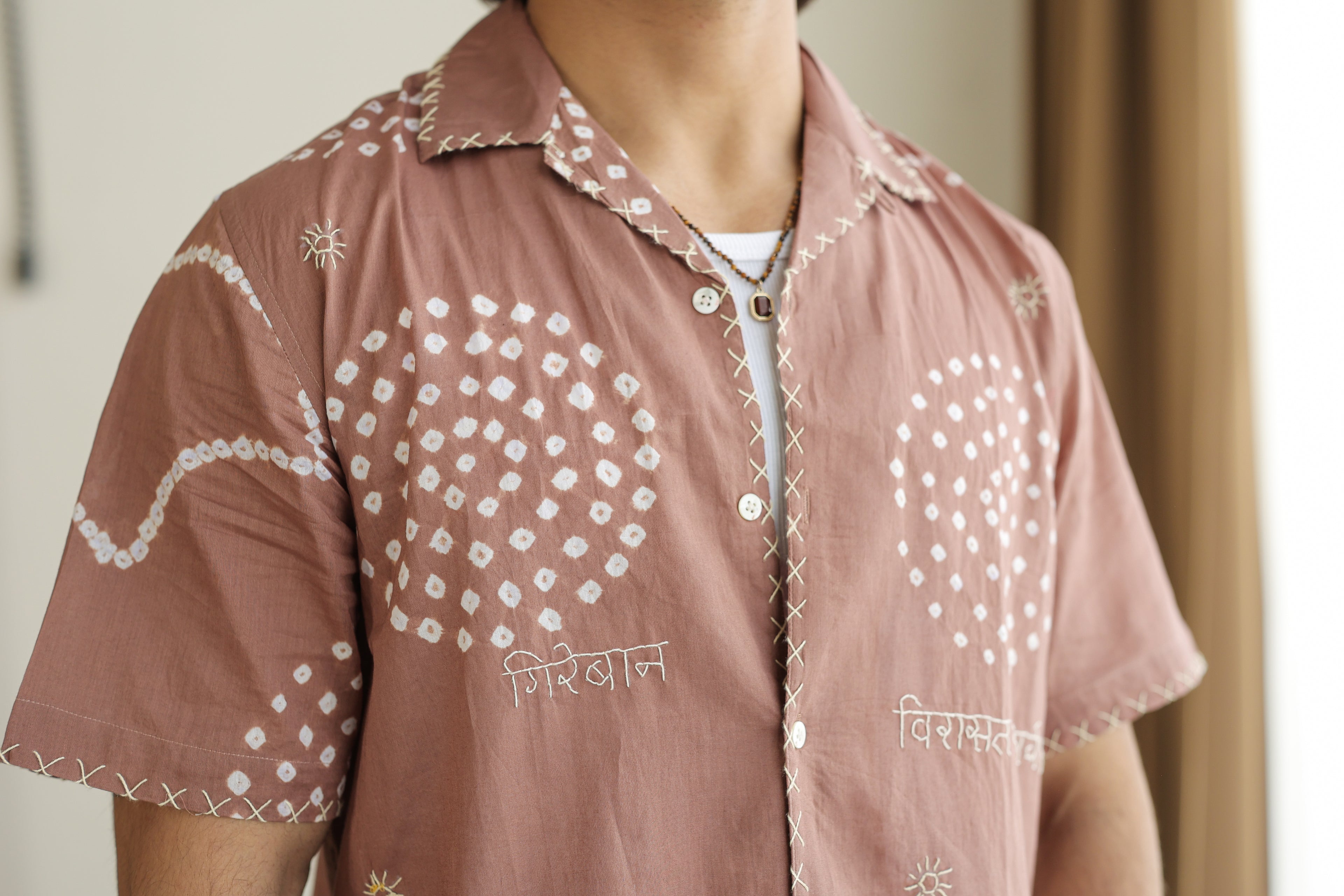 Chand Beige Bandhani Shirt