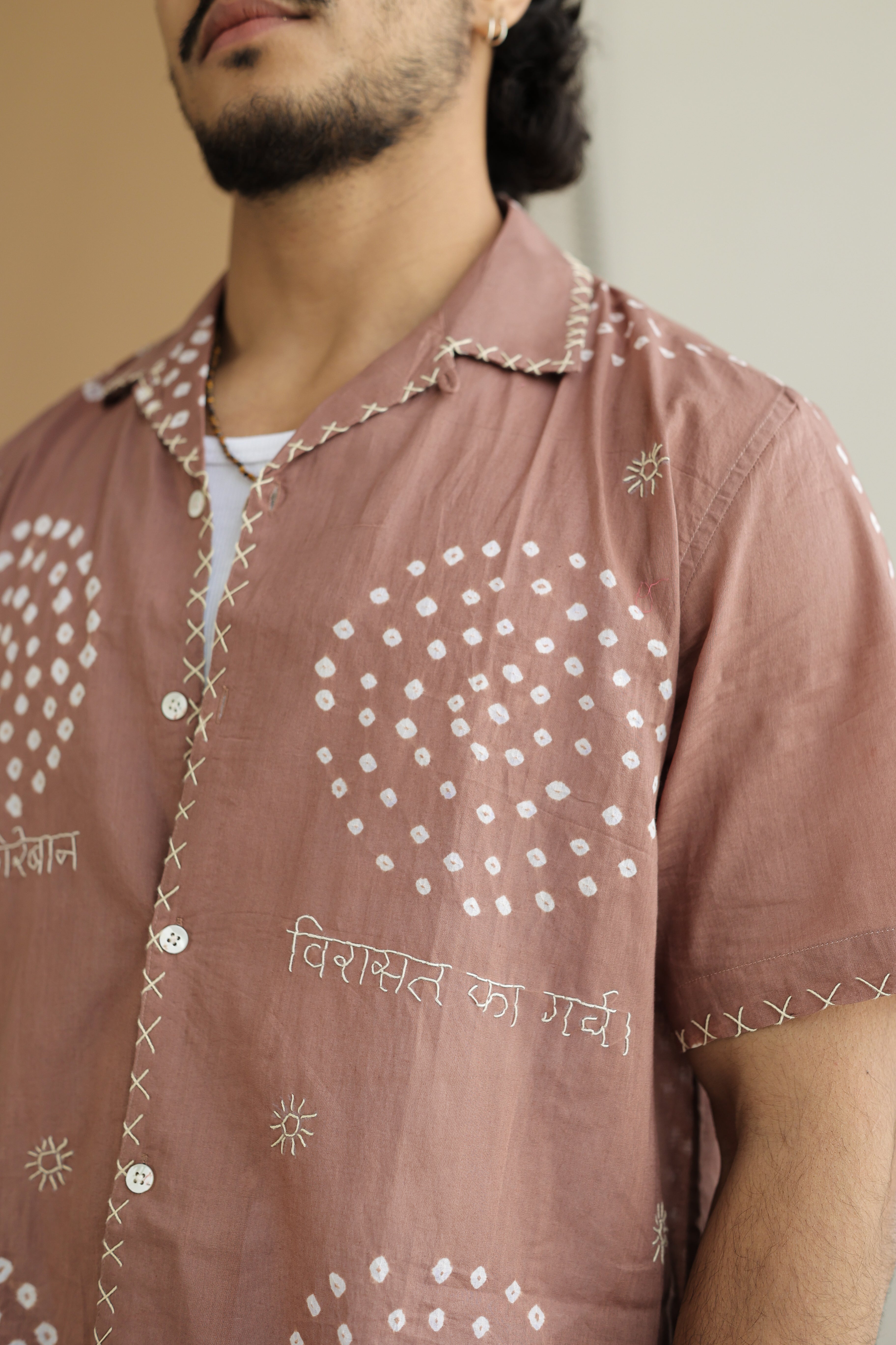 Chand Beige Bandhani Shirt