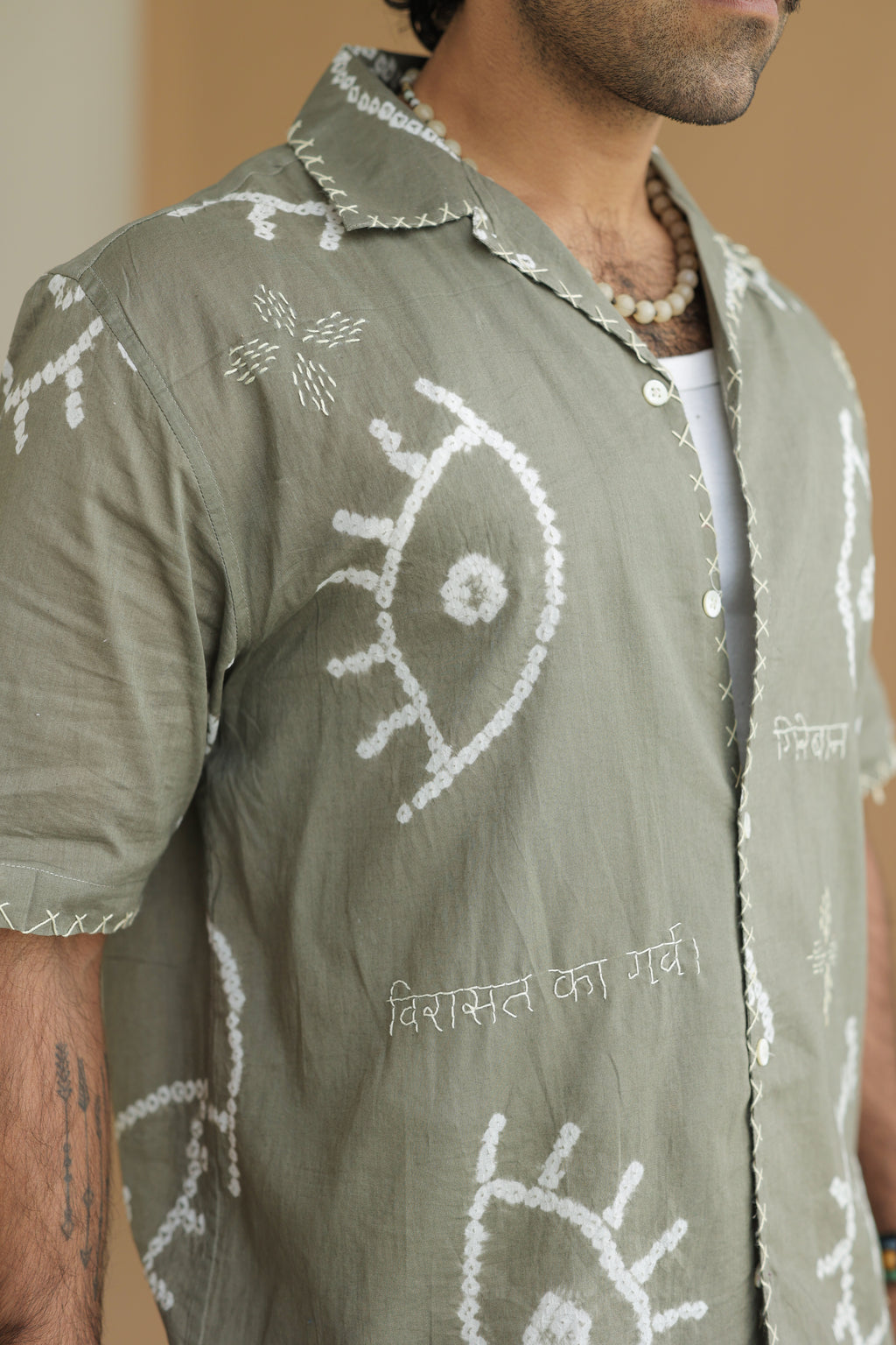 NAZAR GREY BANDHANI SHIRT
