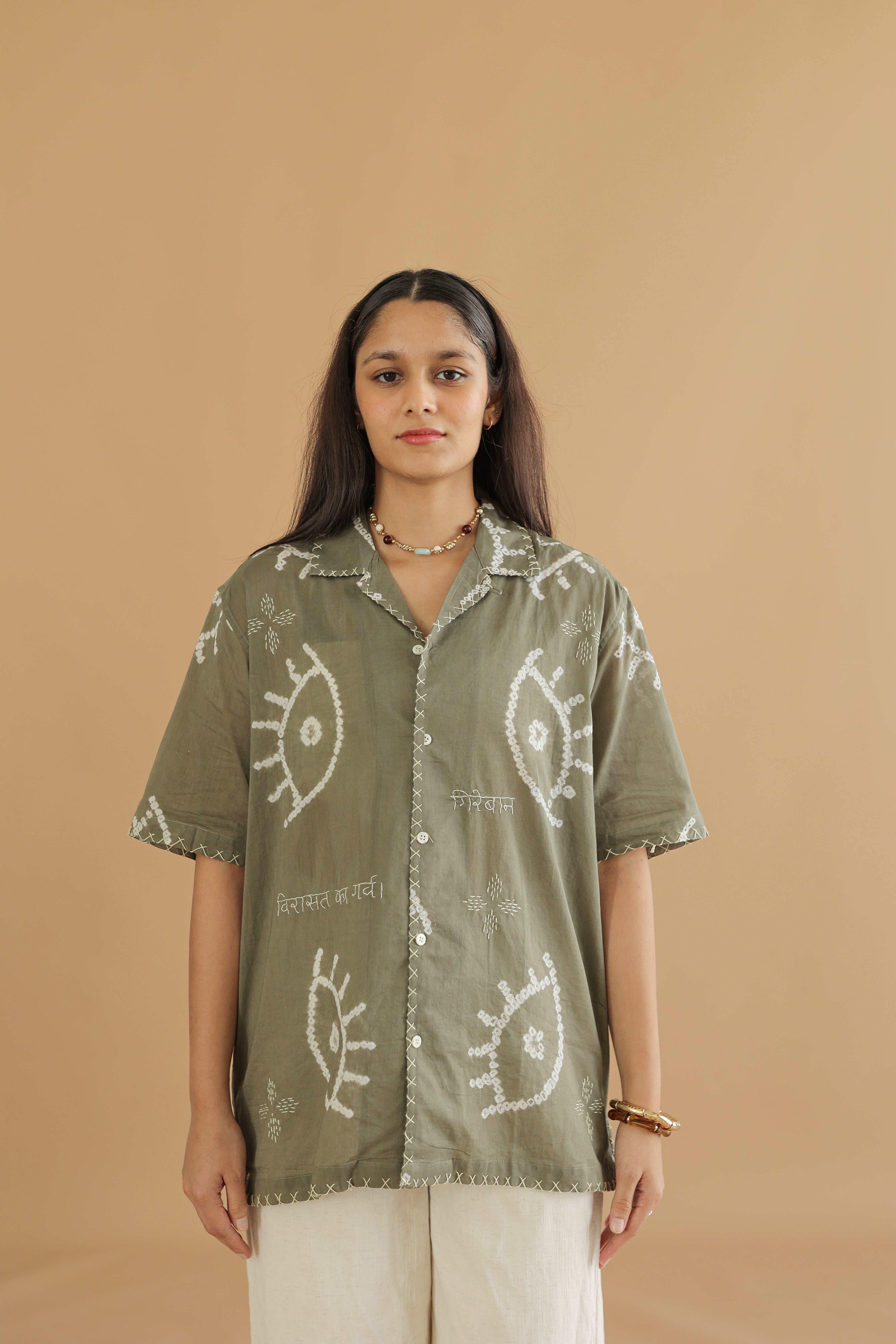 NAZAR GREY BANDHANI SHIRT