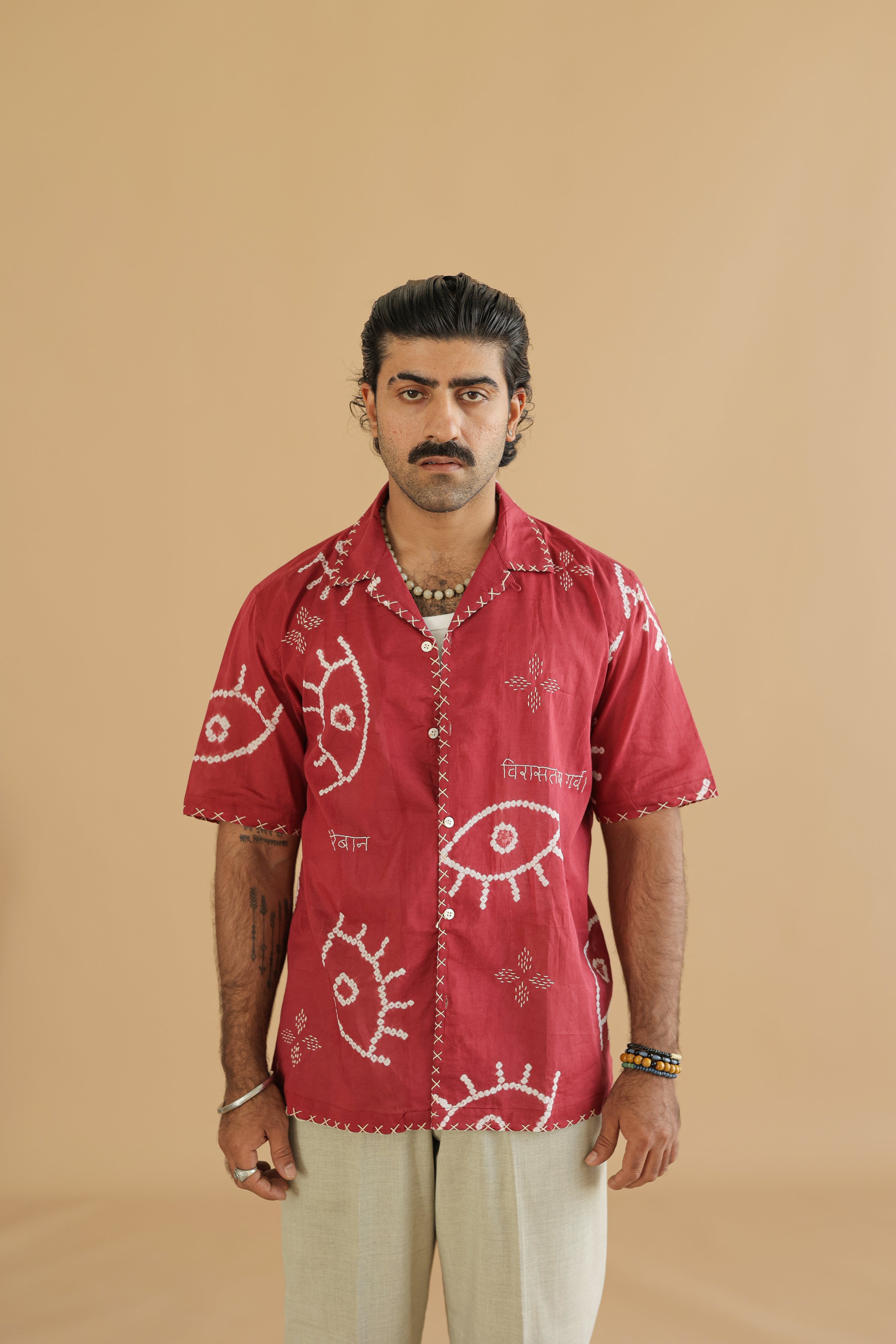 NAZAR VELVET EMBER BANDHANI SHIRT