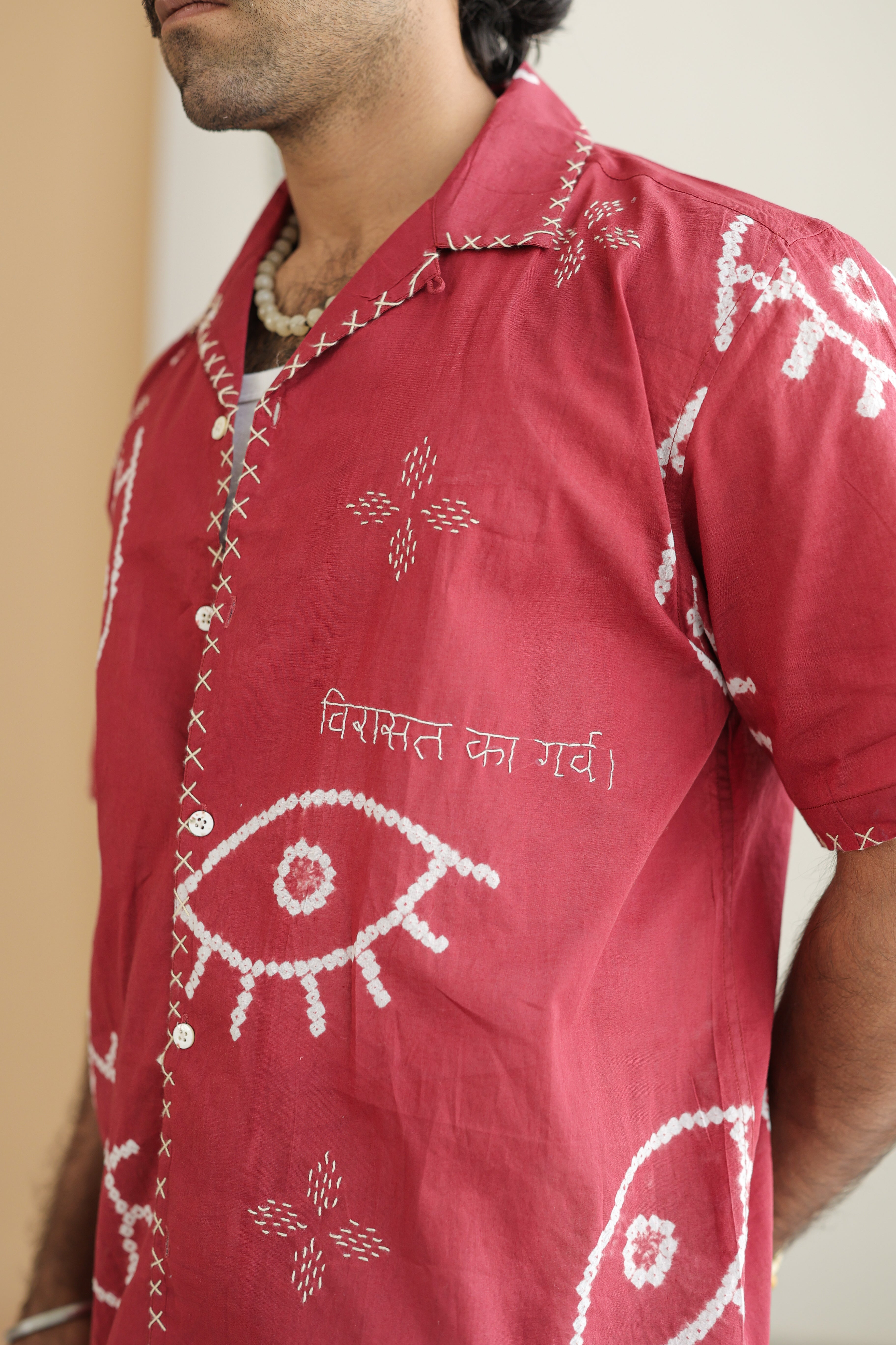 NAZAR VELVET EMBER BANDHANI SHIRT
