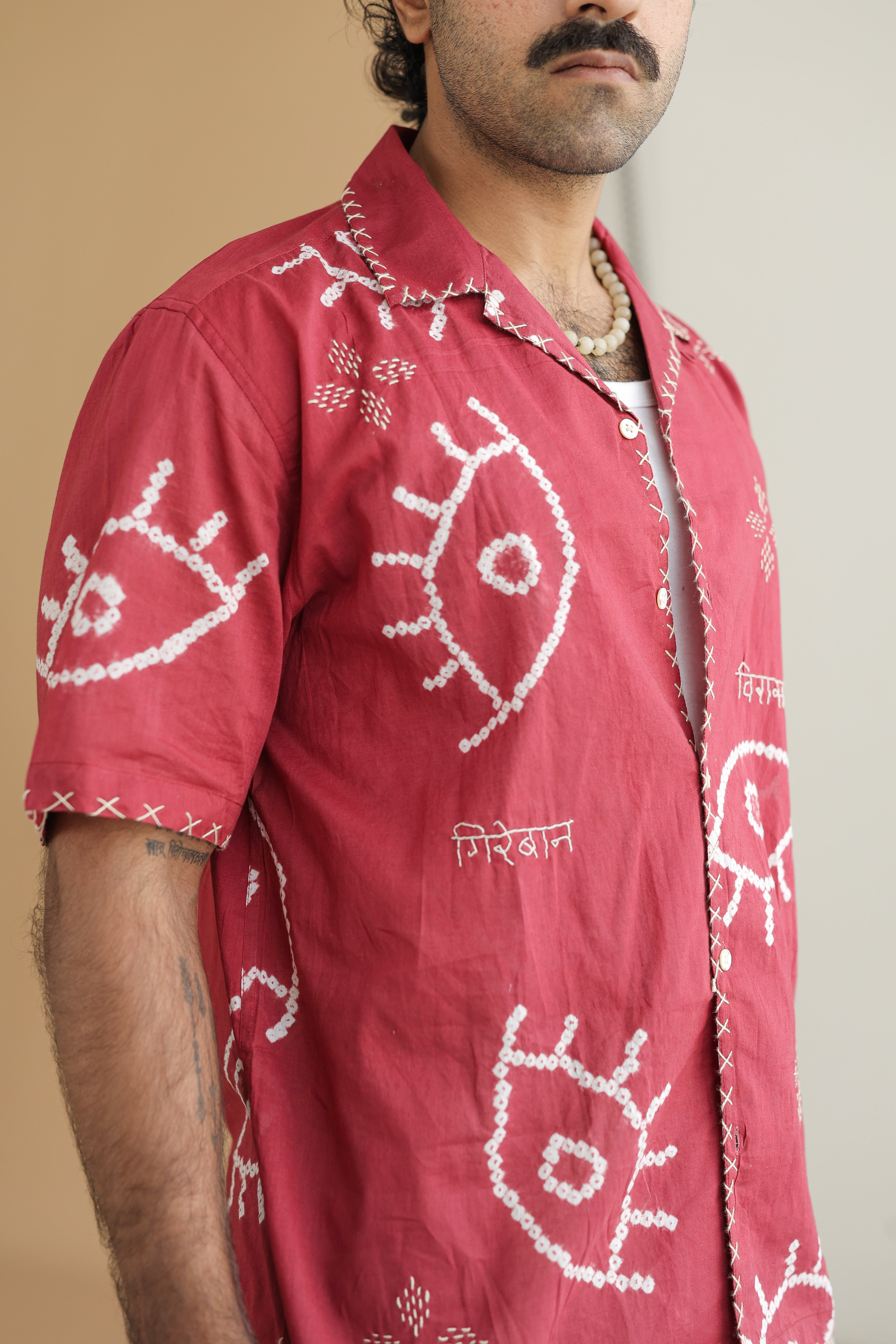 NAZAR VELVET EMBER BANDHANI SHIRT
