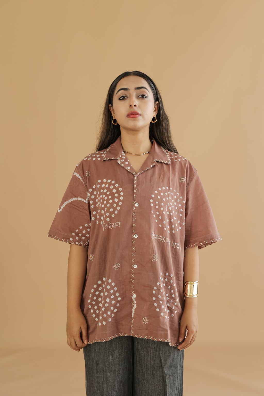 Chand Beige Bandhani Shirt