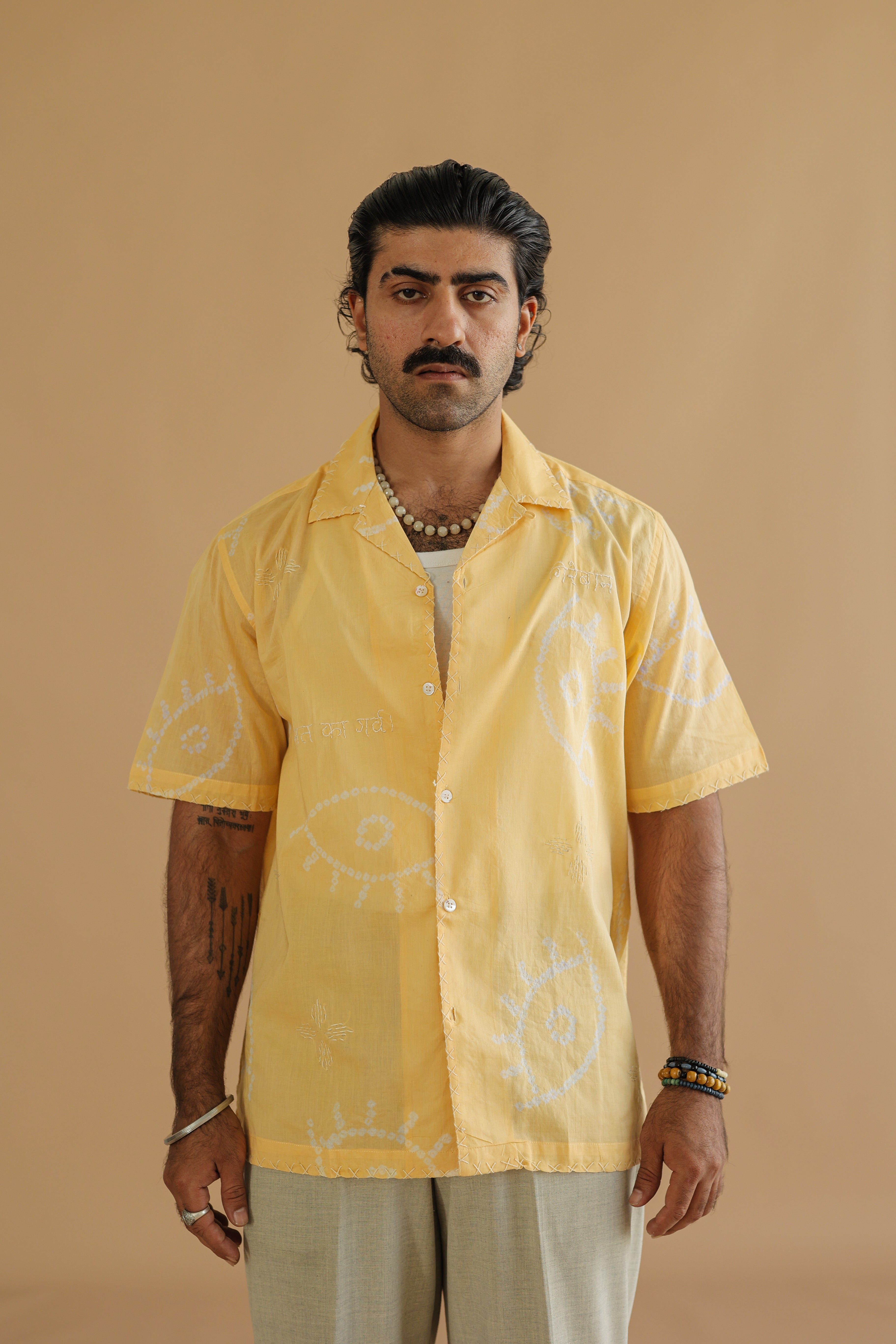NAZAR YELLOW BANDHANI SHIRT