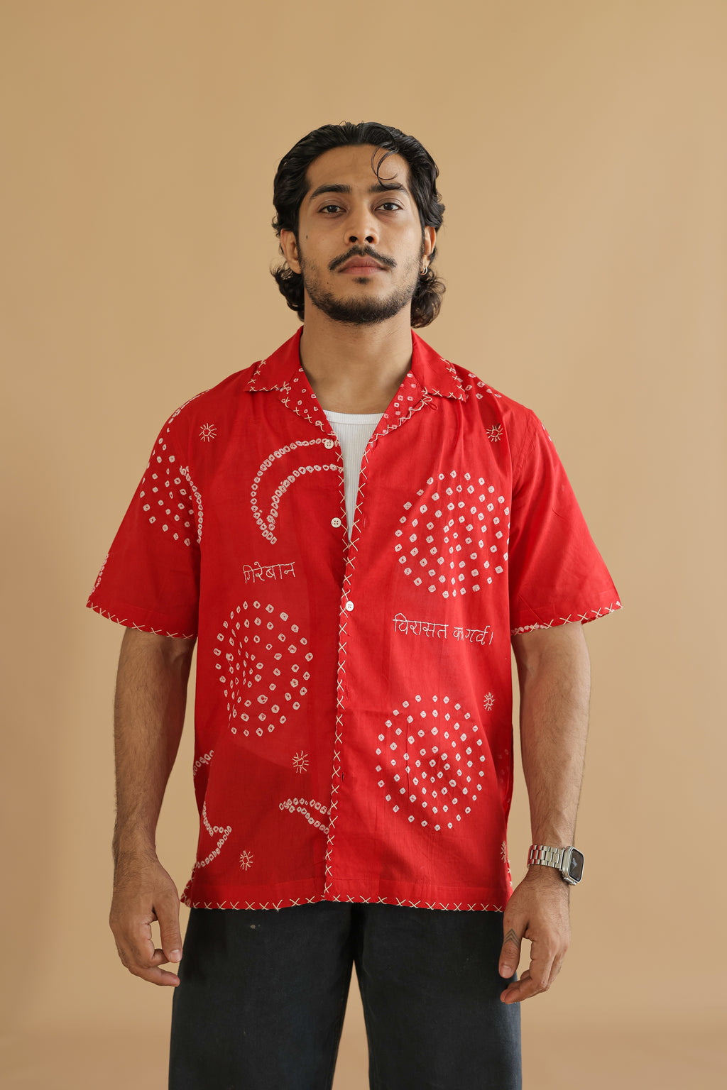 CHAND RED BANDHANI SHIRT