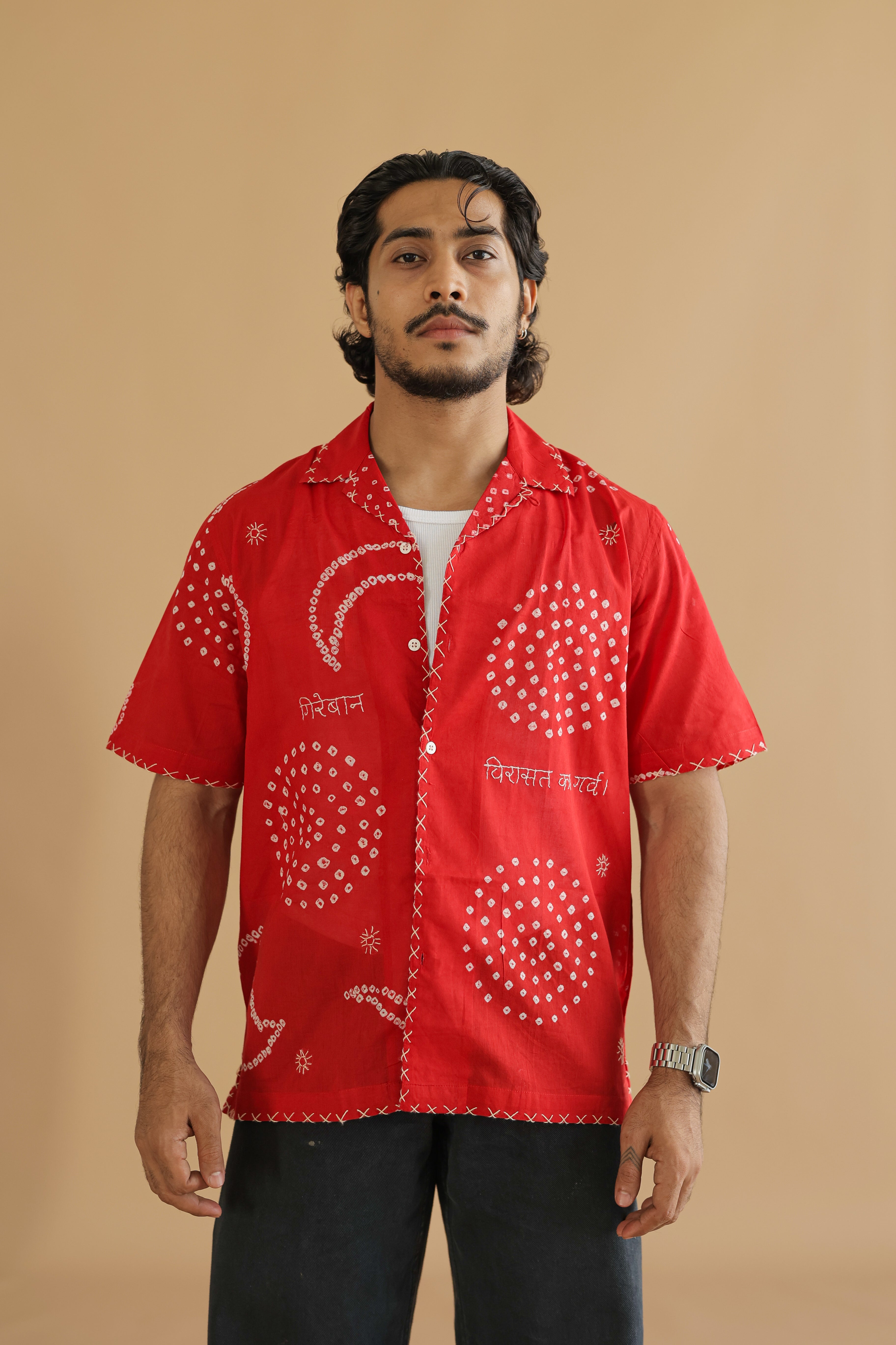 CHAND RED BANDHANI SHIRT
