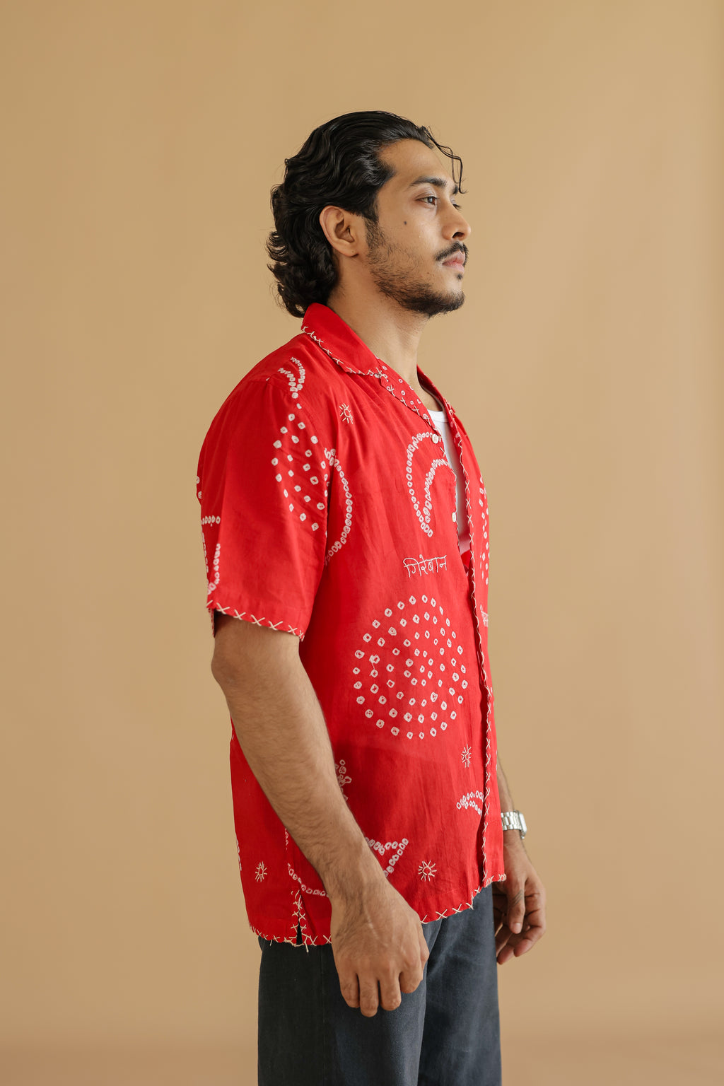 CHAND RED BANDHANI SHIRT