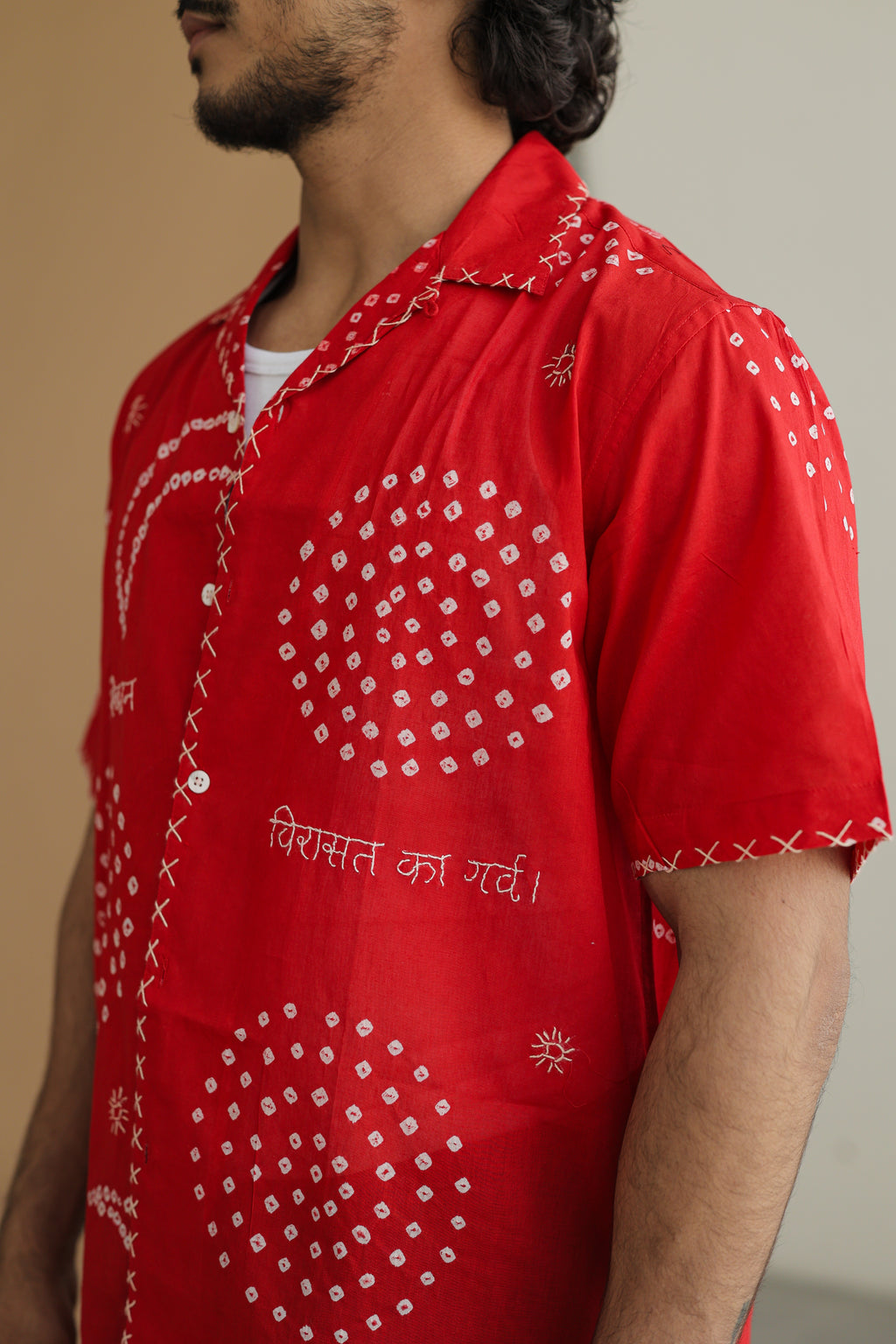 CHAND RED BANDHANI SHIRT