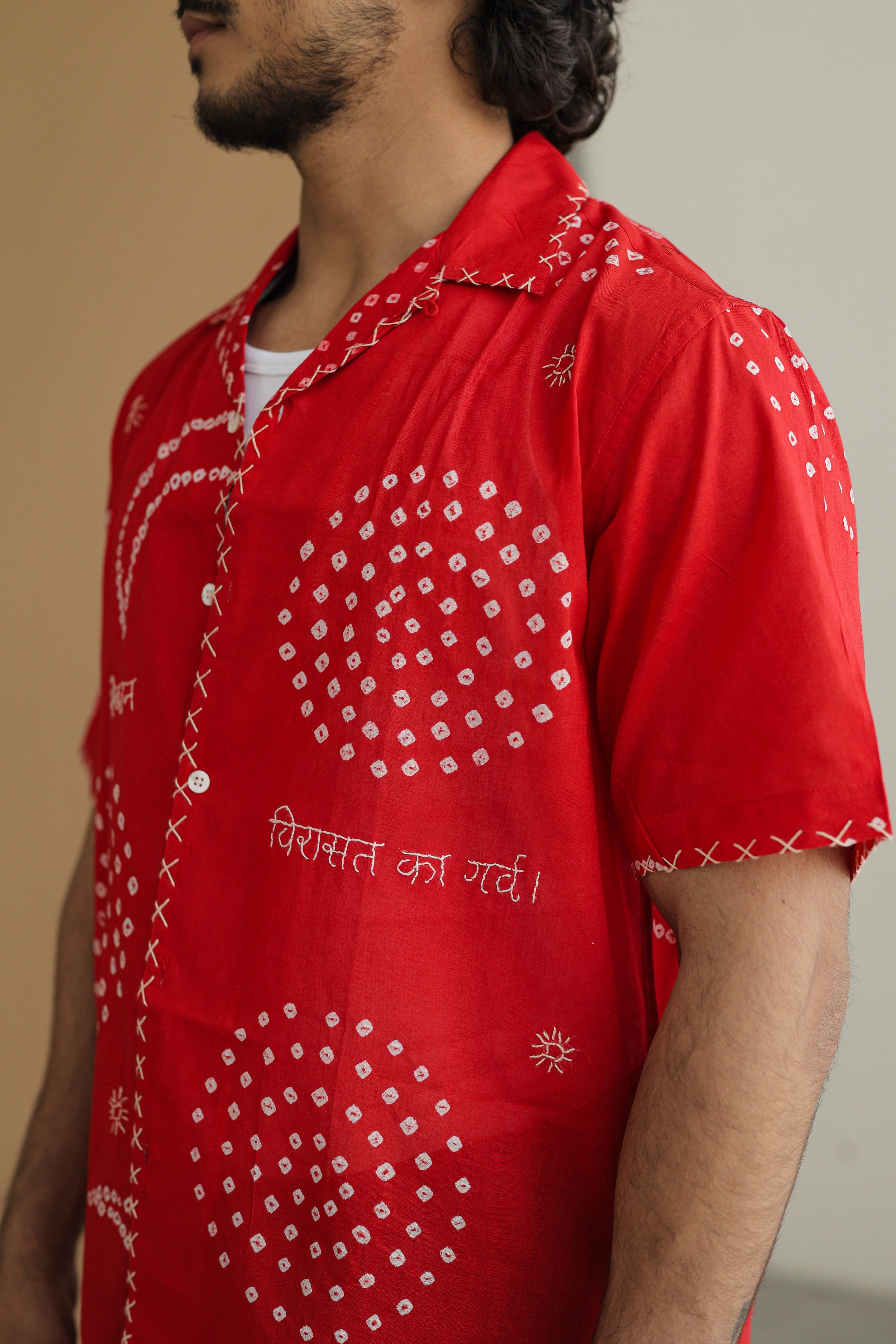CHAND RED BANDHANI SHIRT