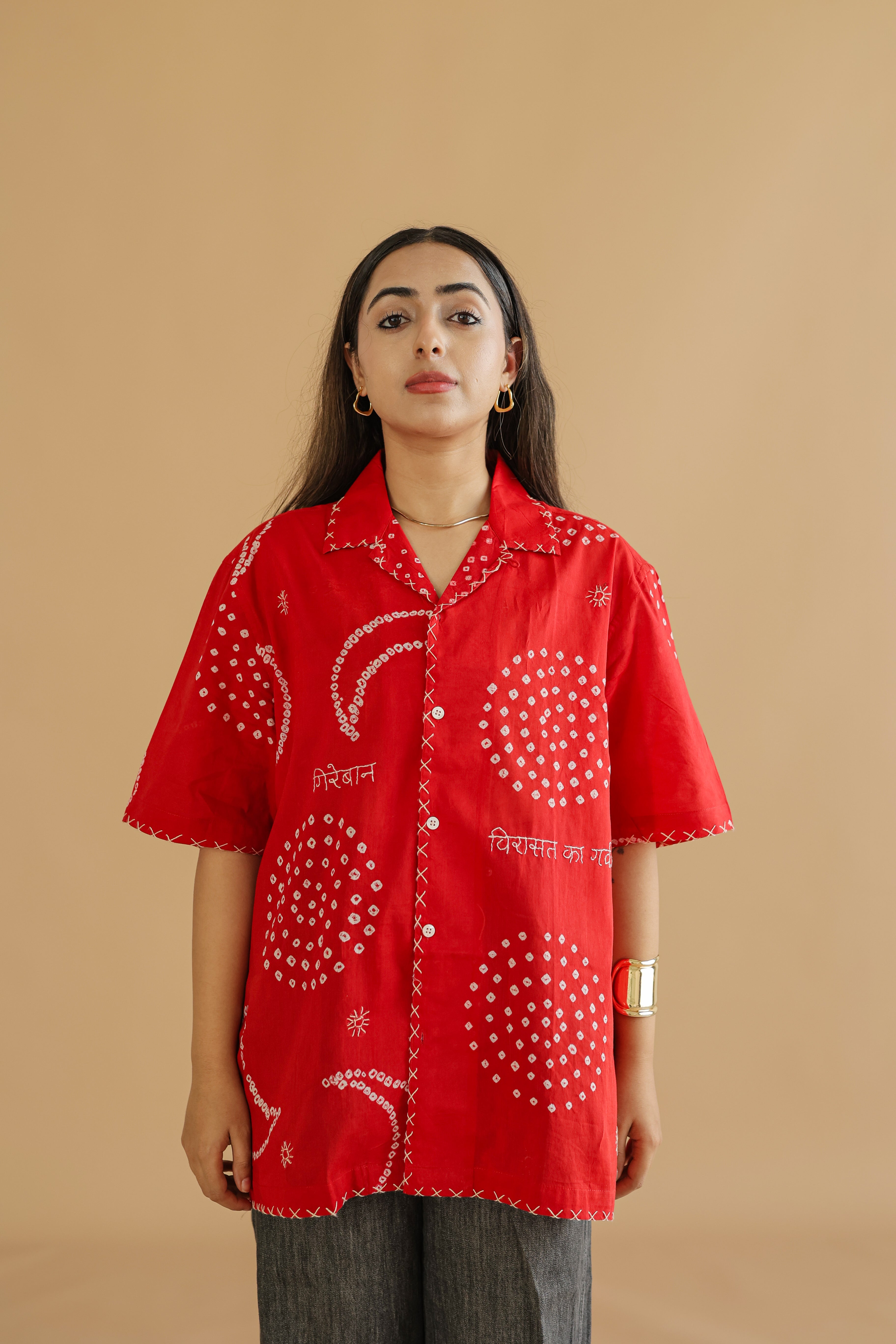 CHAND RED BANDHANI SHIRT