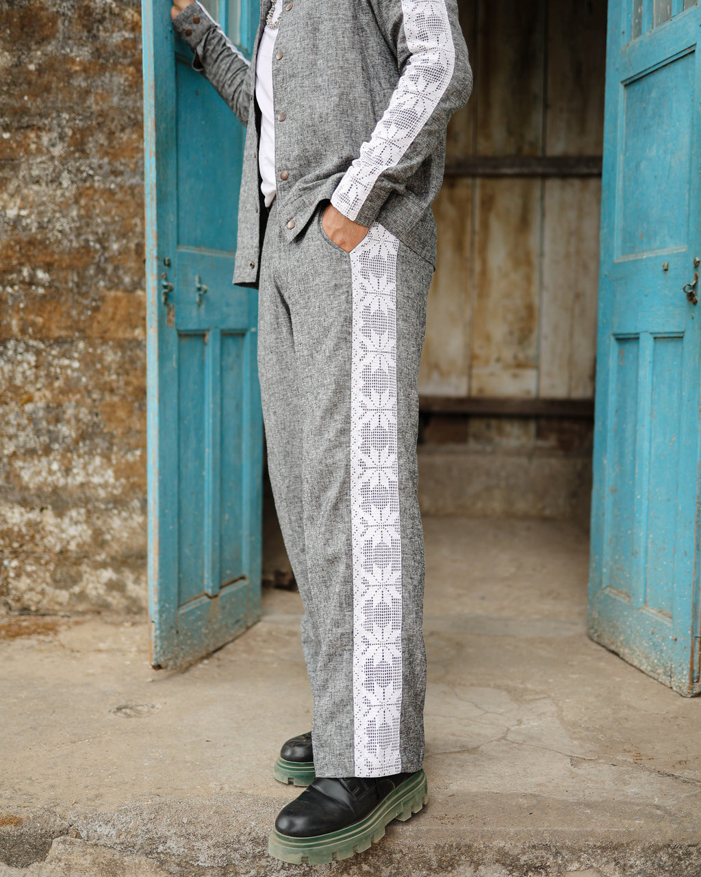 Milange Grey Linen Pant