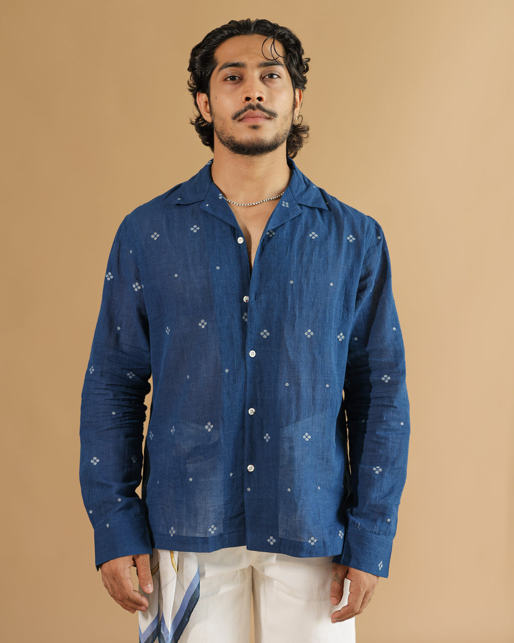 BLUE JAMDHANI SHIRT