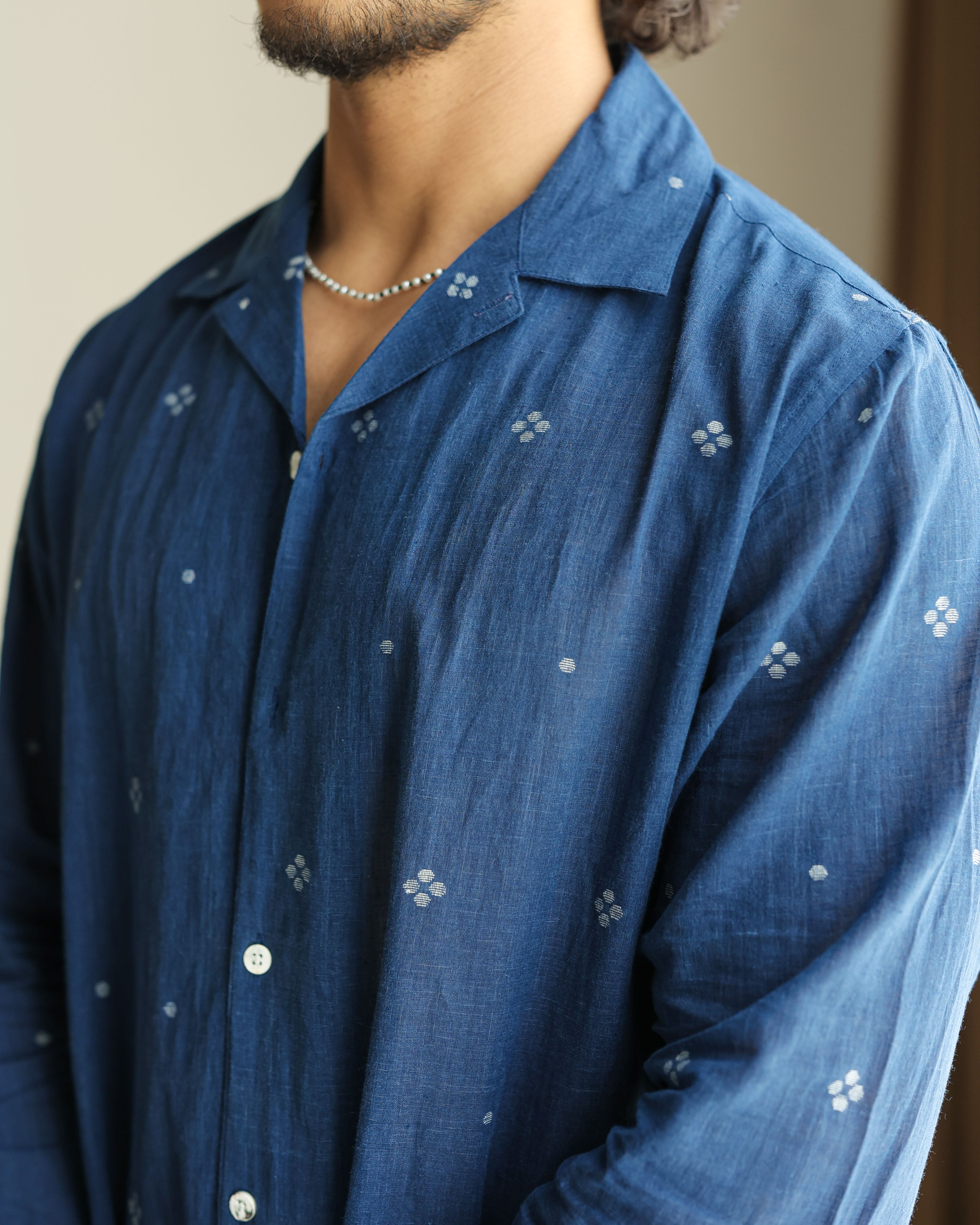 BLUE JAMDHANI SHIRT