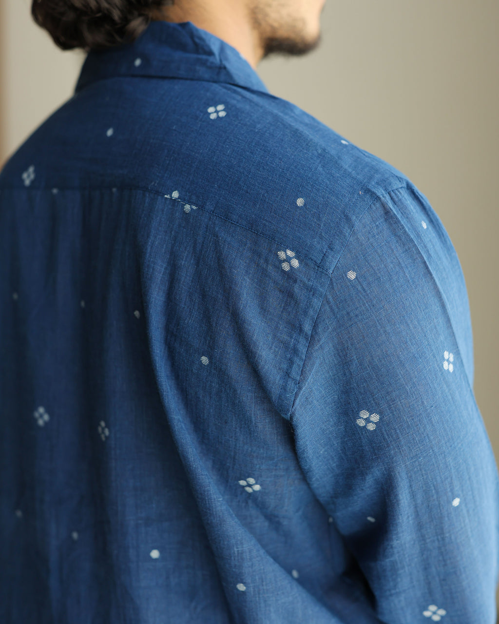BLUE JAMDHANI SHIRT