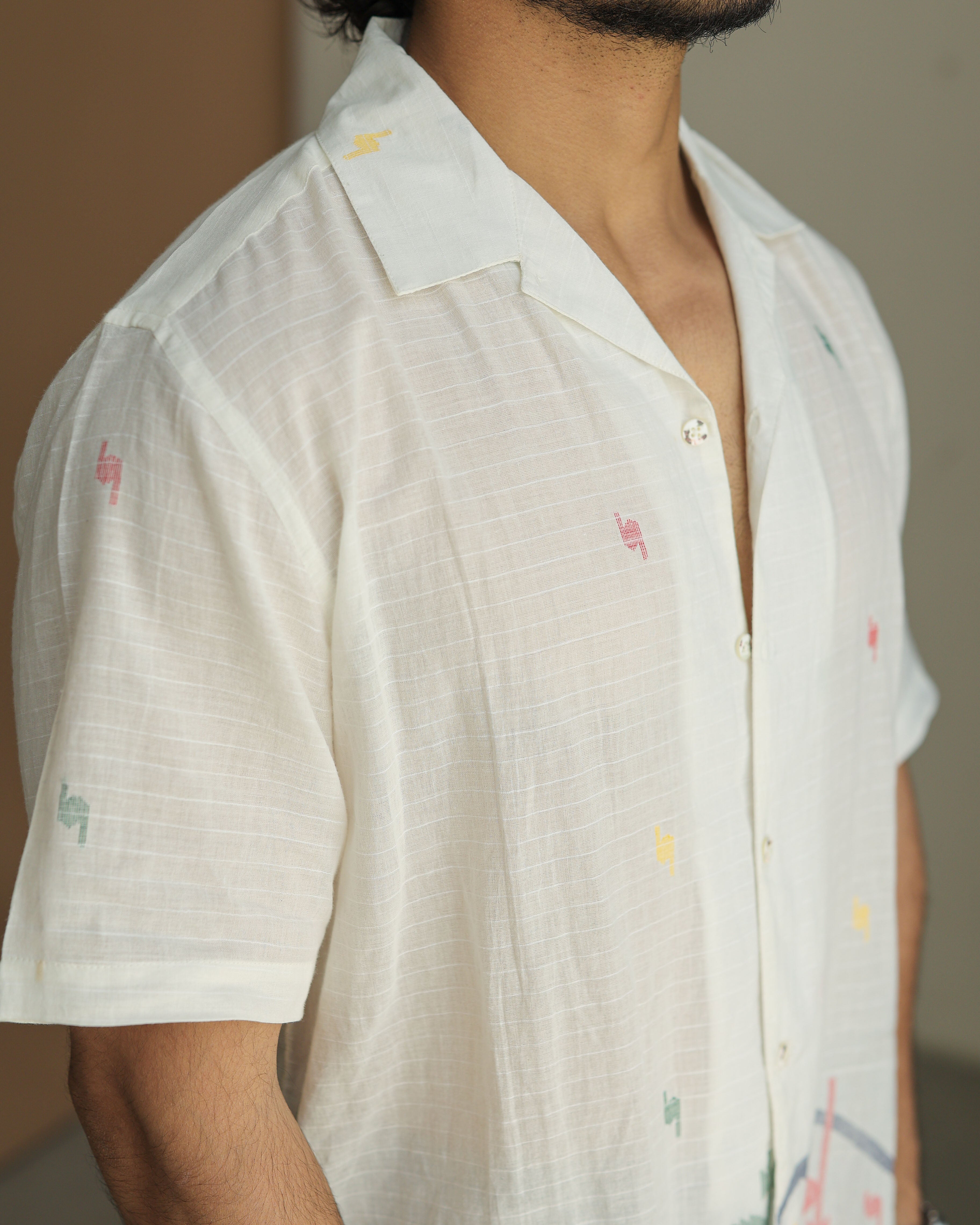 WHITE JAMDHANI SHIRT