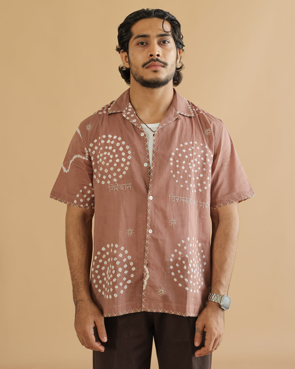 Chand Beige Bandhani Shirt