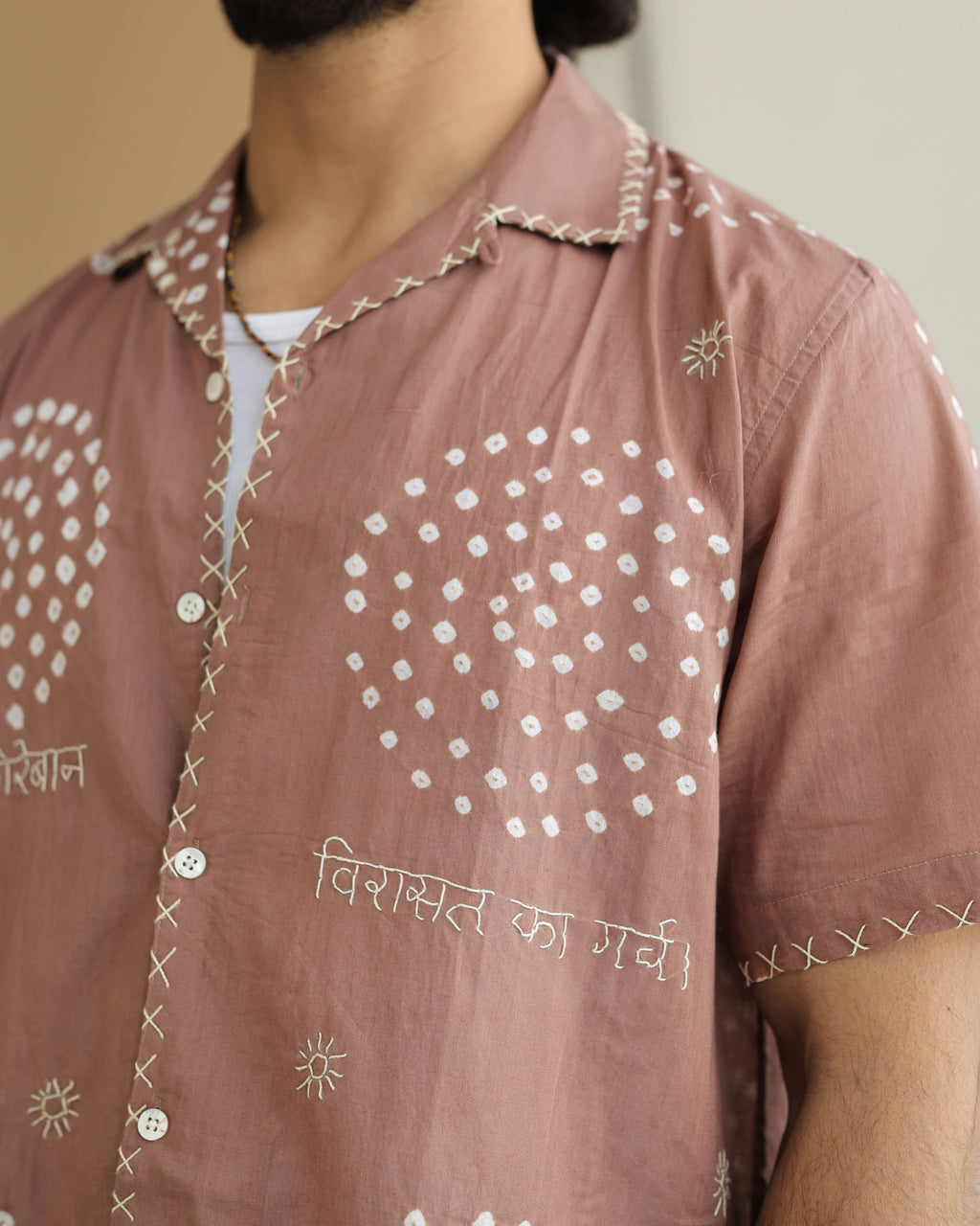 Chand Beige Bandhani Shirt