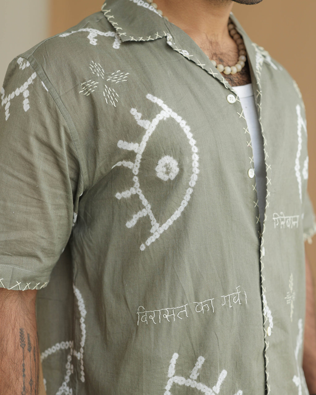 NAZAR GREY BANDHANI SHIRT