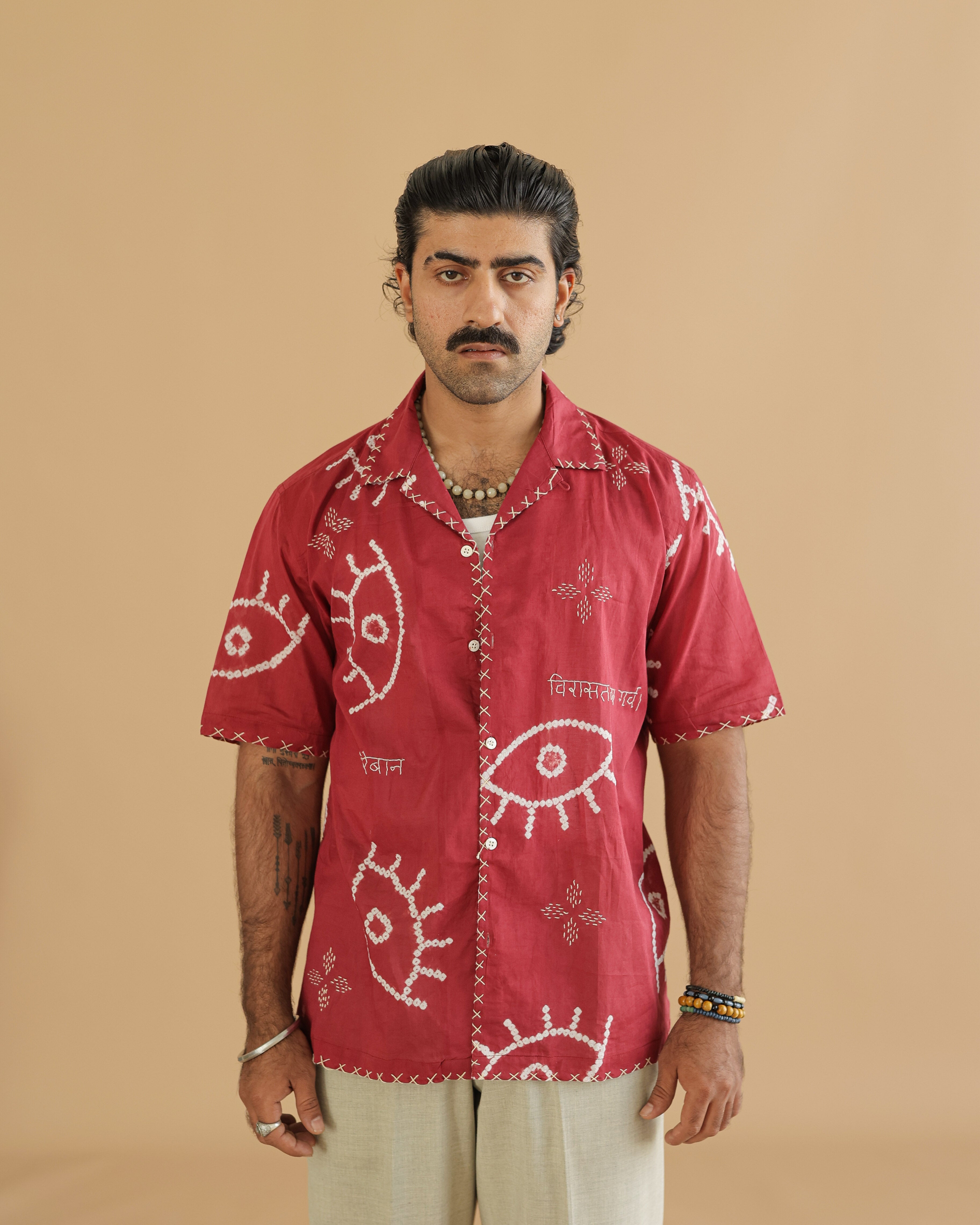NAZAR VELVET EMBER BANDHANI SHIRT