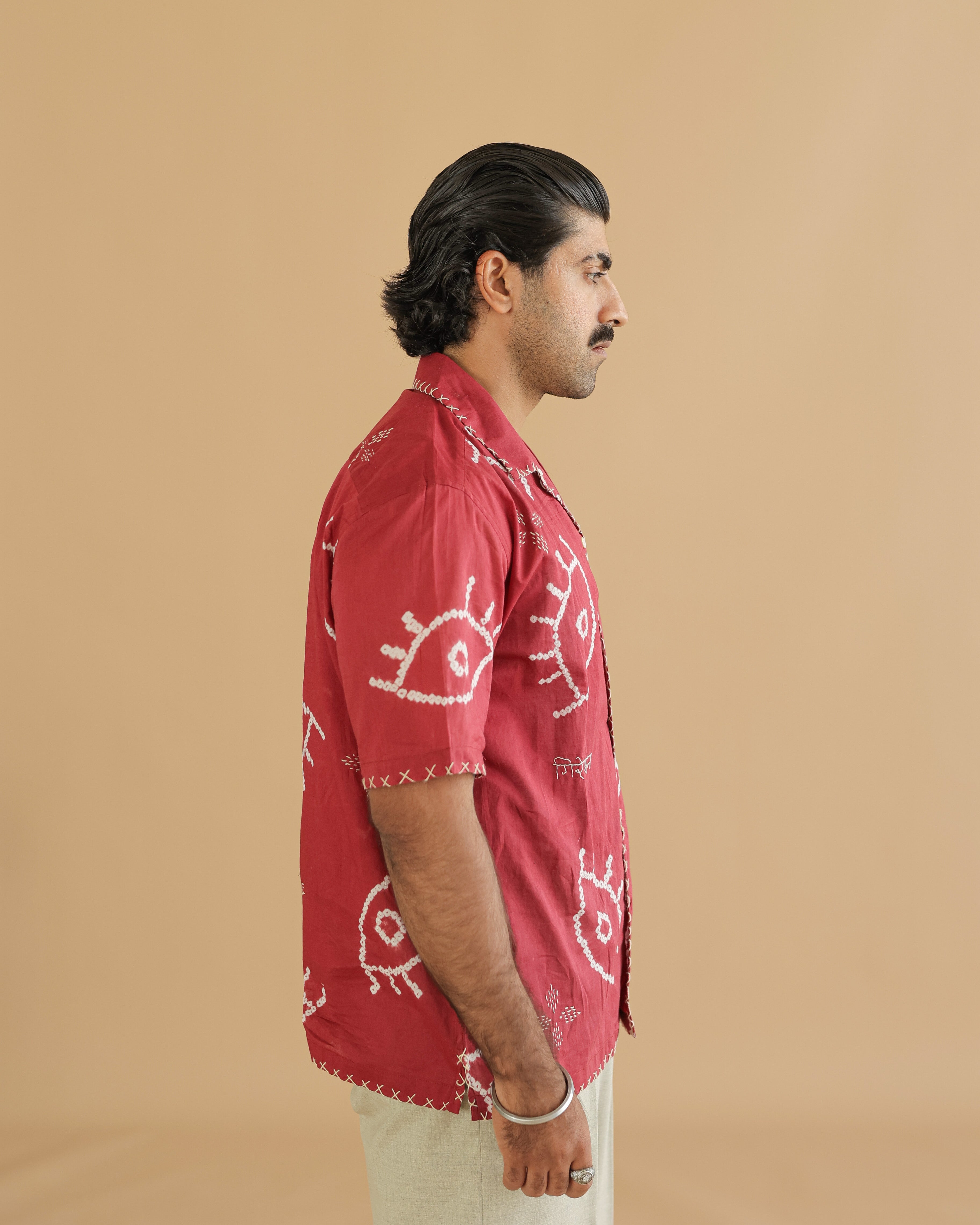 NAZAR VELVET EMBER BANDHANI SHIRT