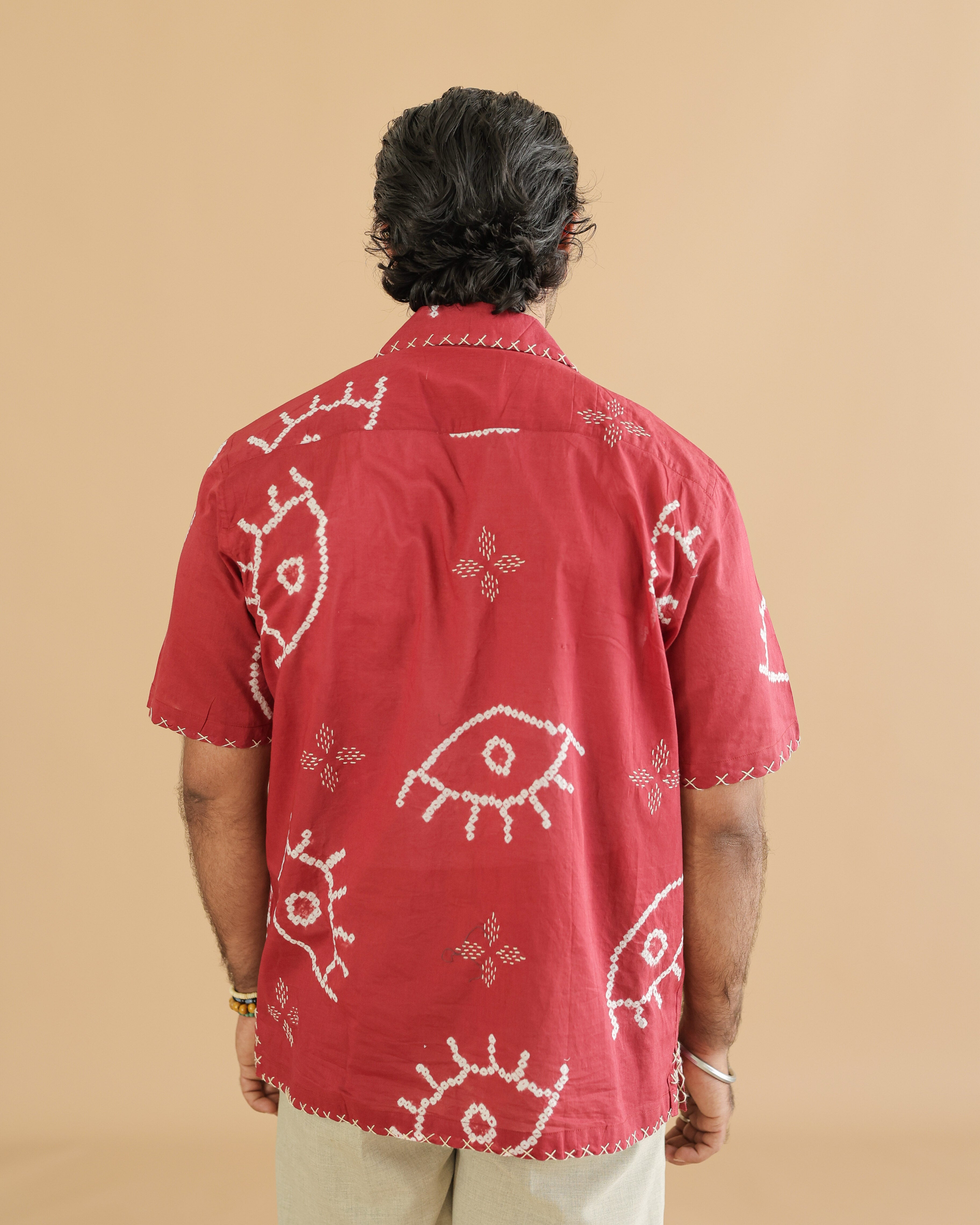 NAZAR VELVET EMBER BANDHANI SHIRT