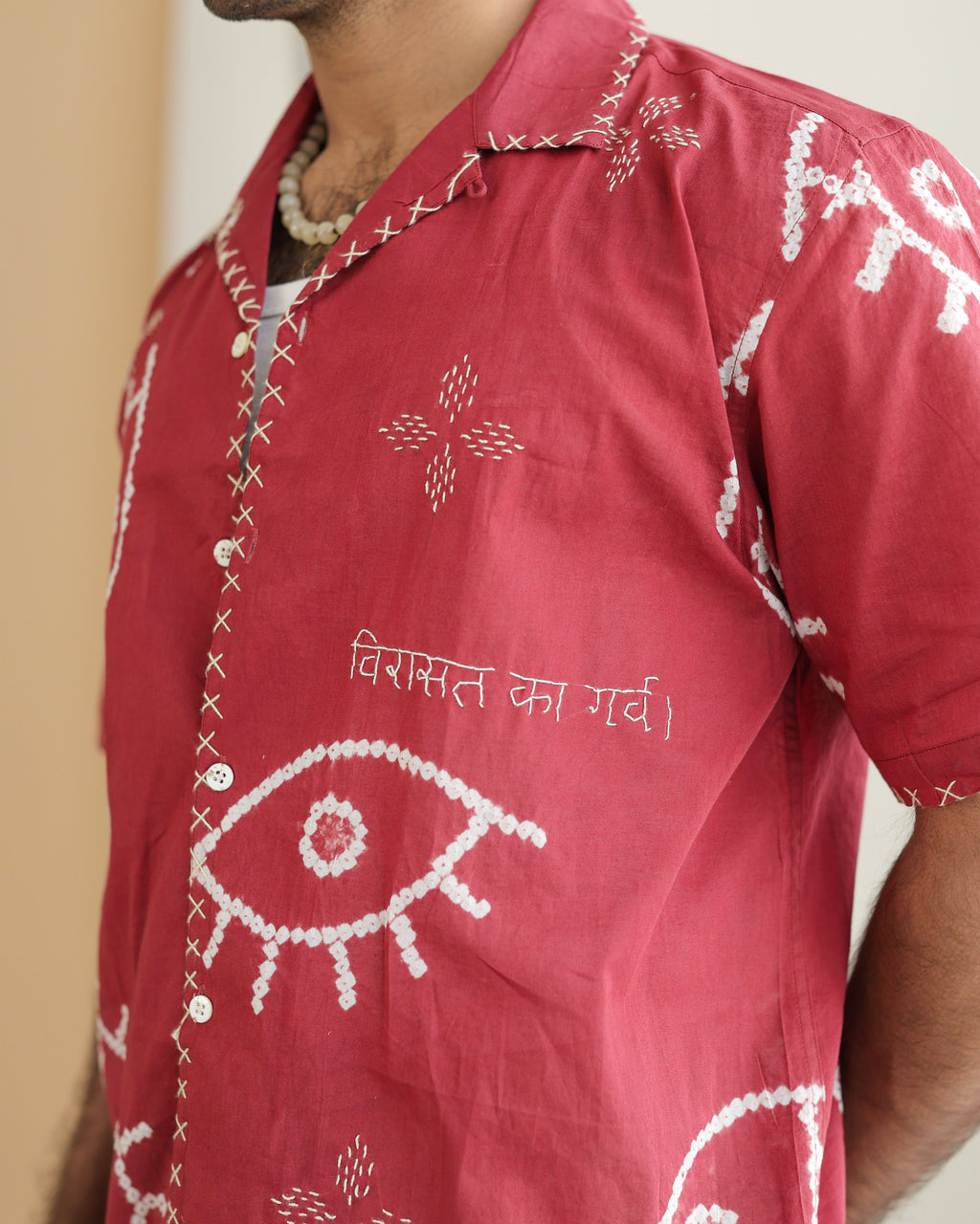NAZAR VELVET EMBER BANDHANI SHIRT