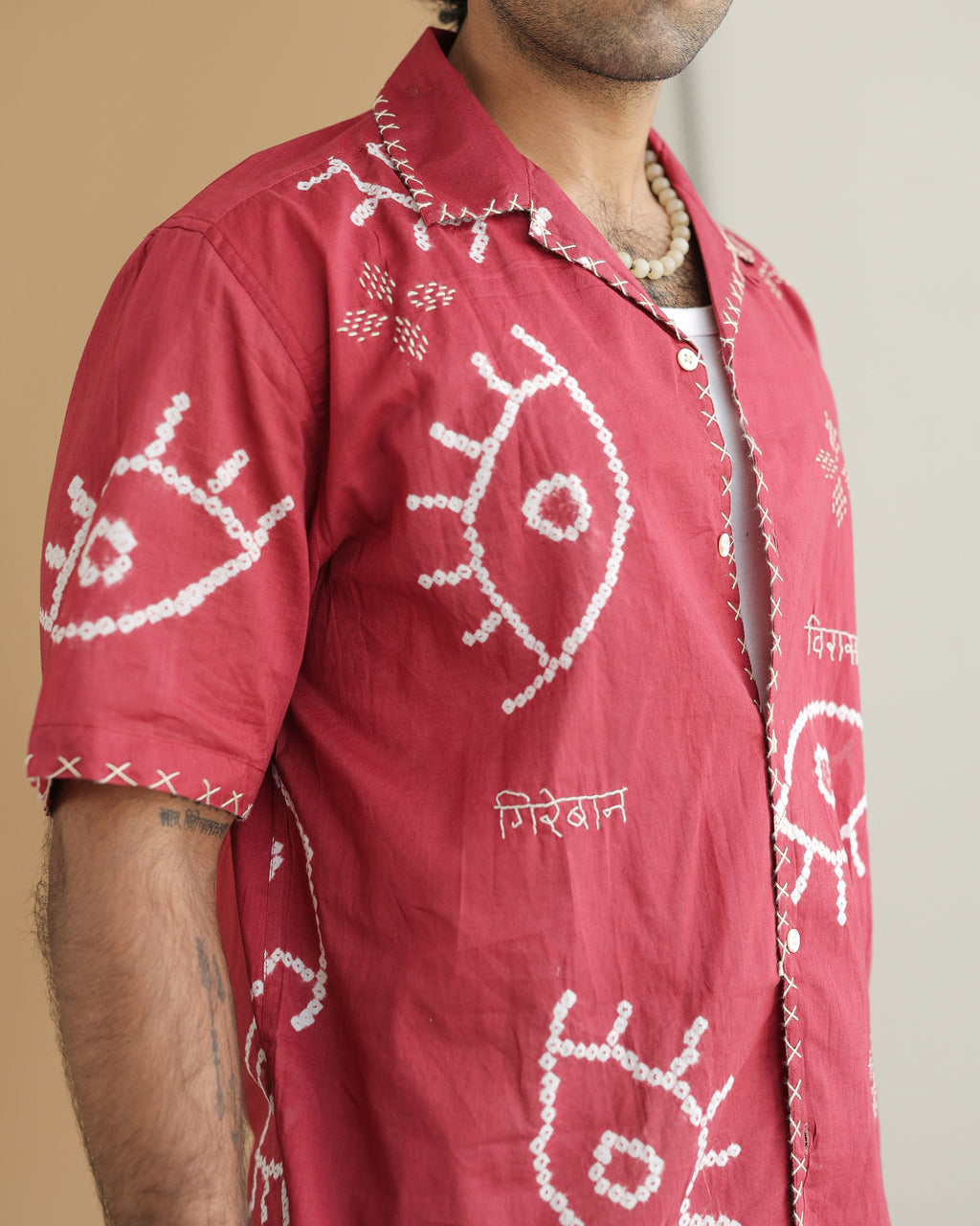 NAZAR VELVET EMBER BANDHANI SHIRT