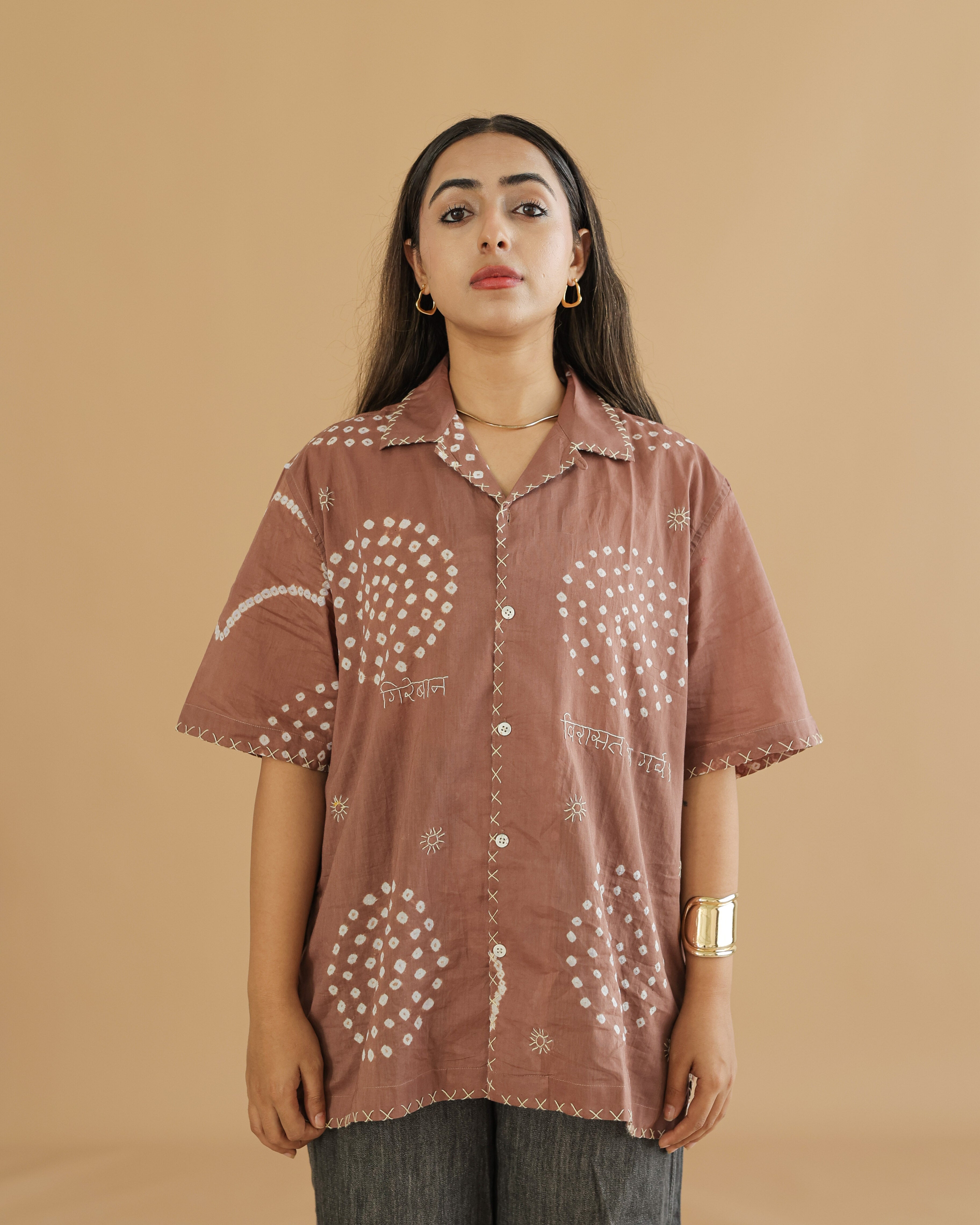 Chand Beige Bandhani Shirt