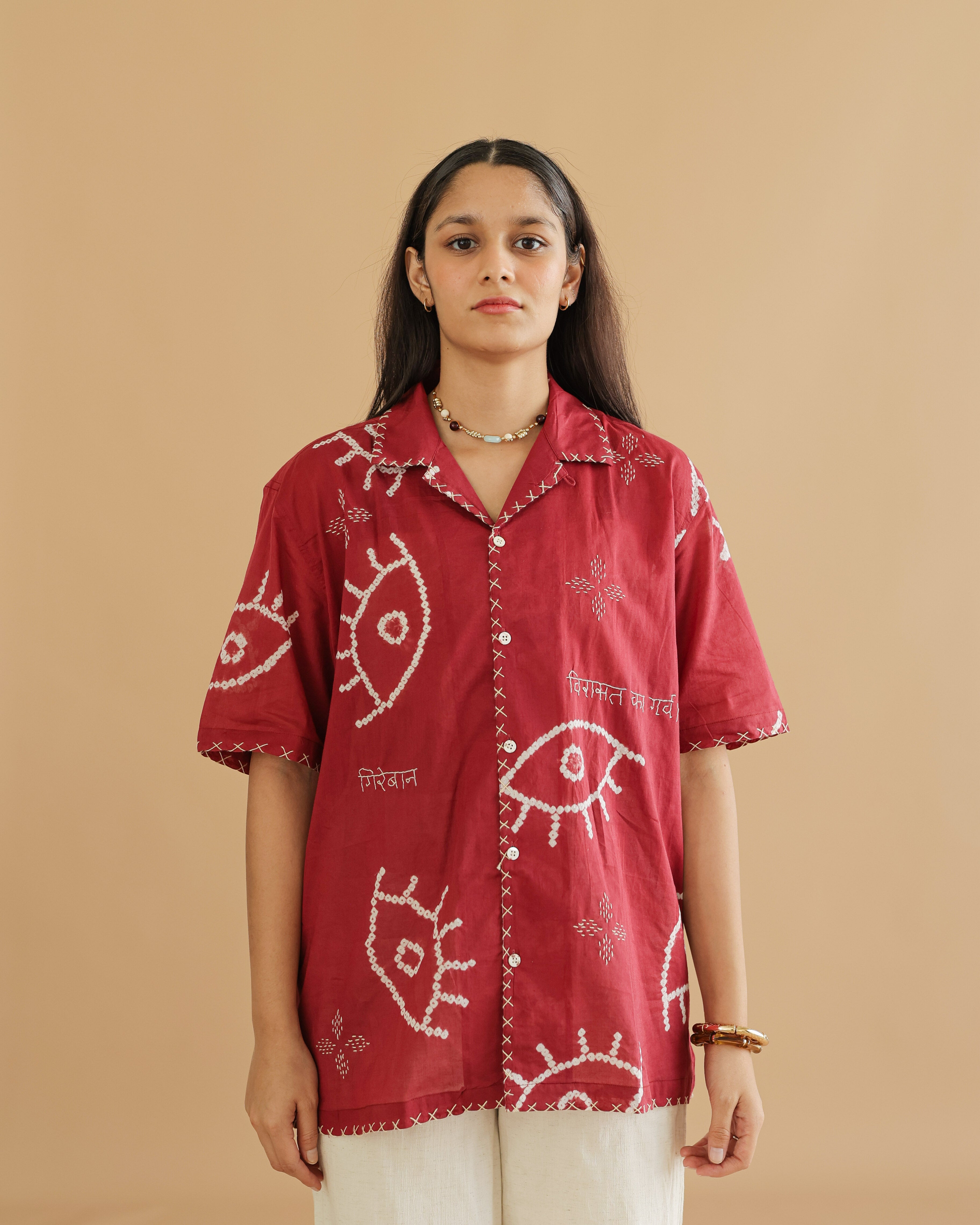 NAZAR VELVET EMBER BANDHANI SHIRT