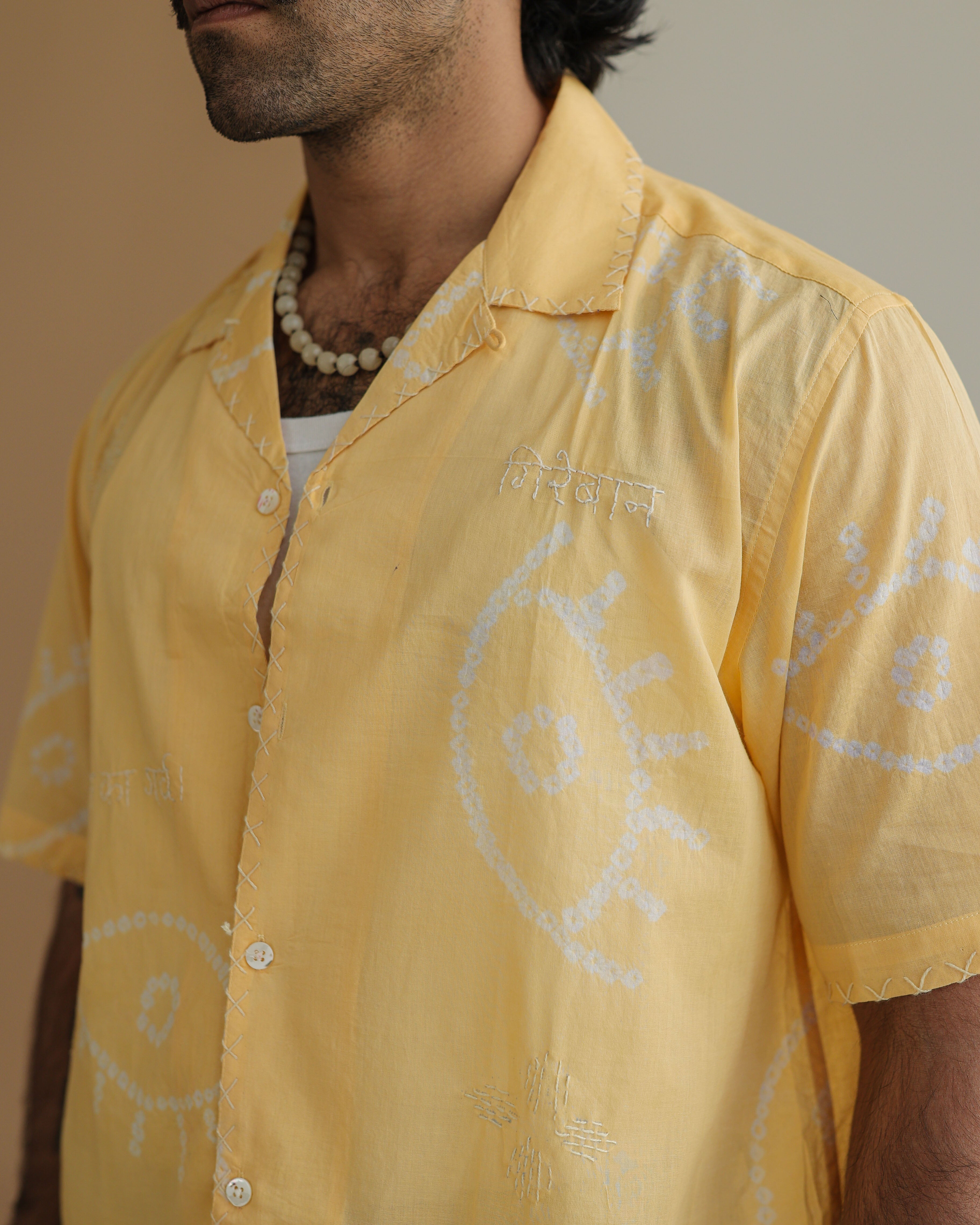NAZAR YELLOW BANDHANI SHIRT