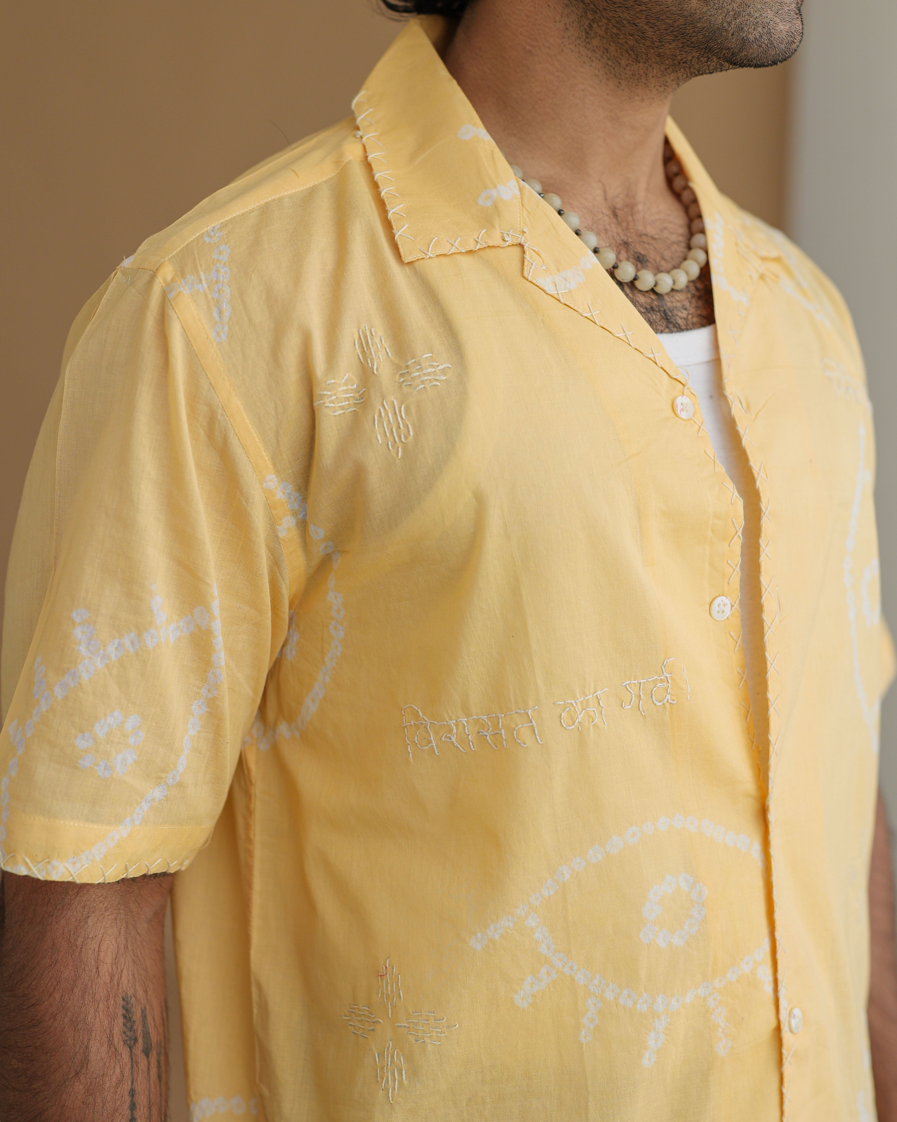 NAZAR YELLOW BANDHANI SHIRT