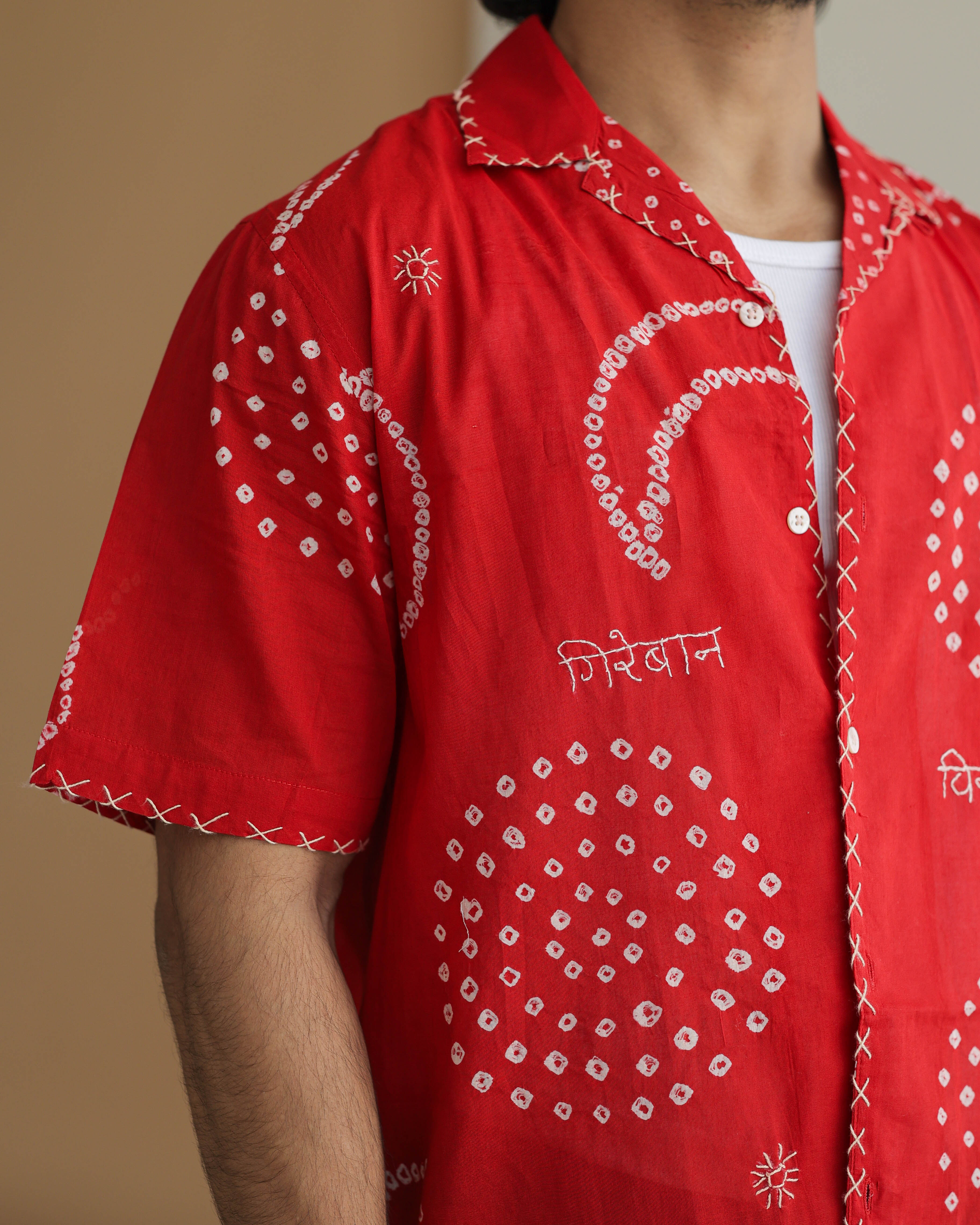CHAND RED BANDHANI SHIRT