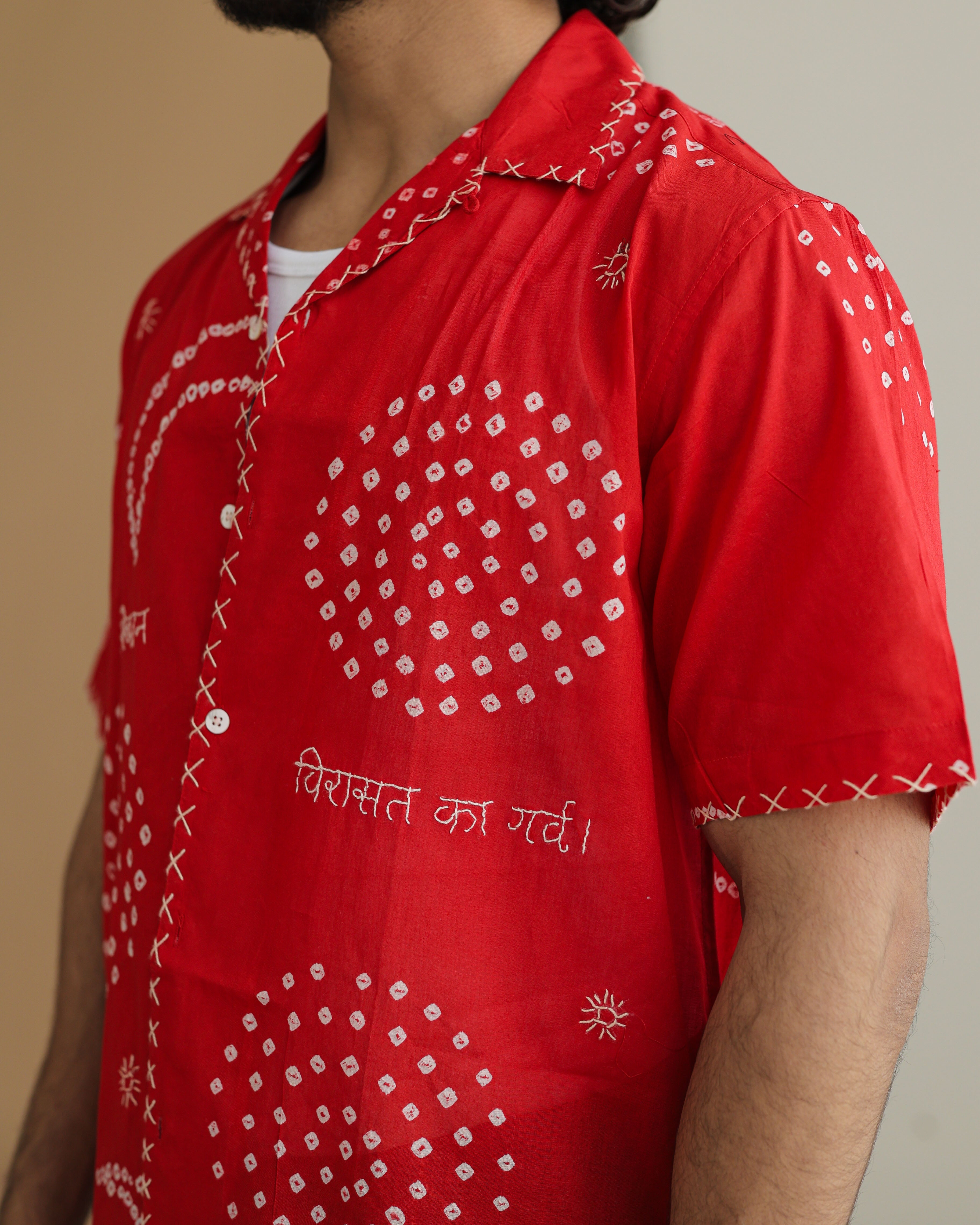 CHAND RED BANDHANI SHIRT