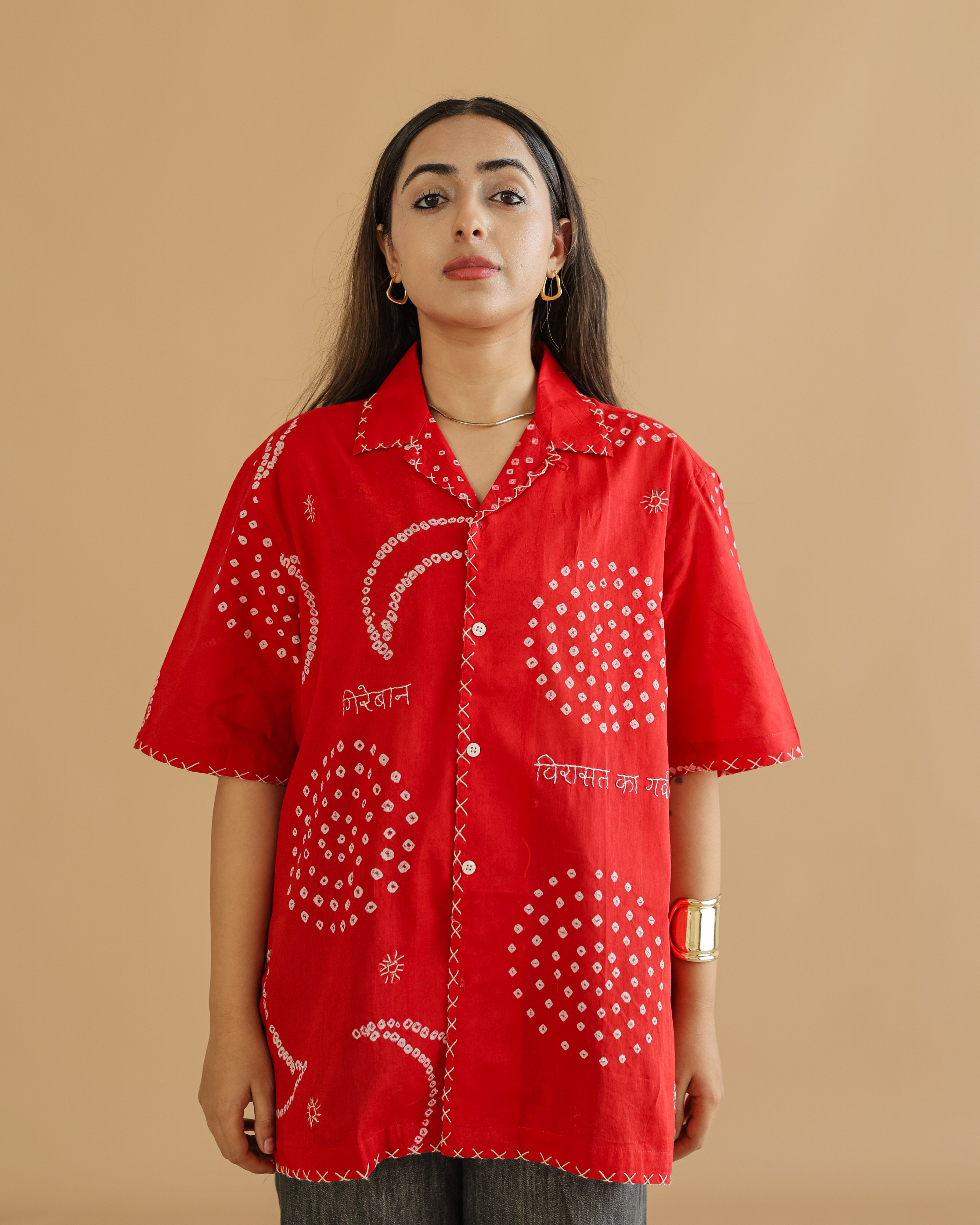 CHAND RED BANDHANI SHIRT