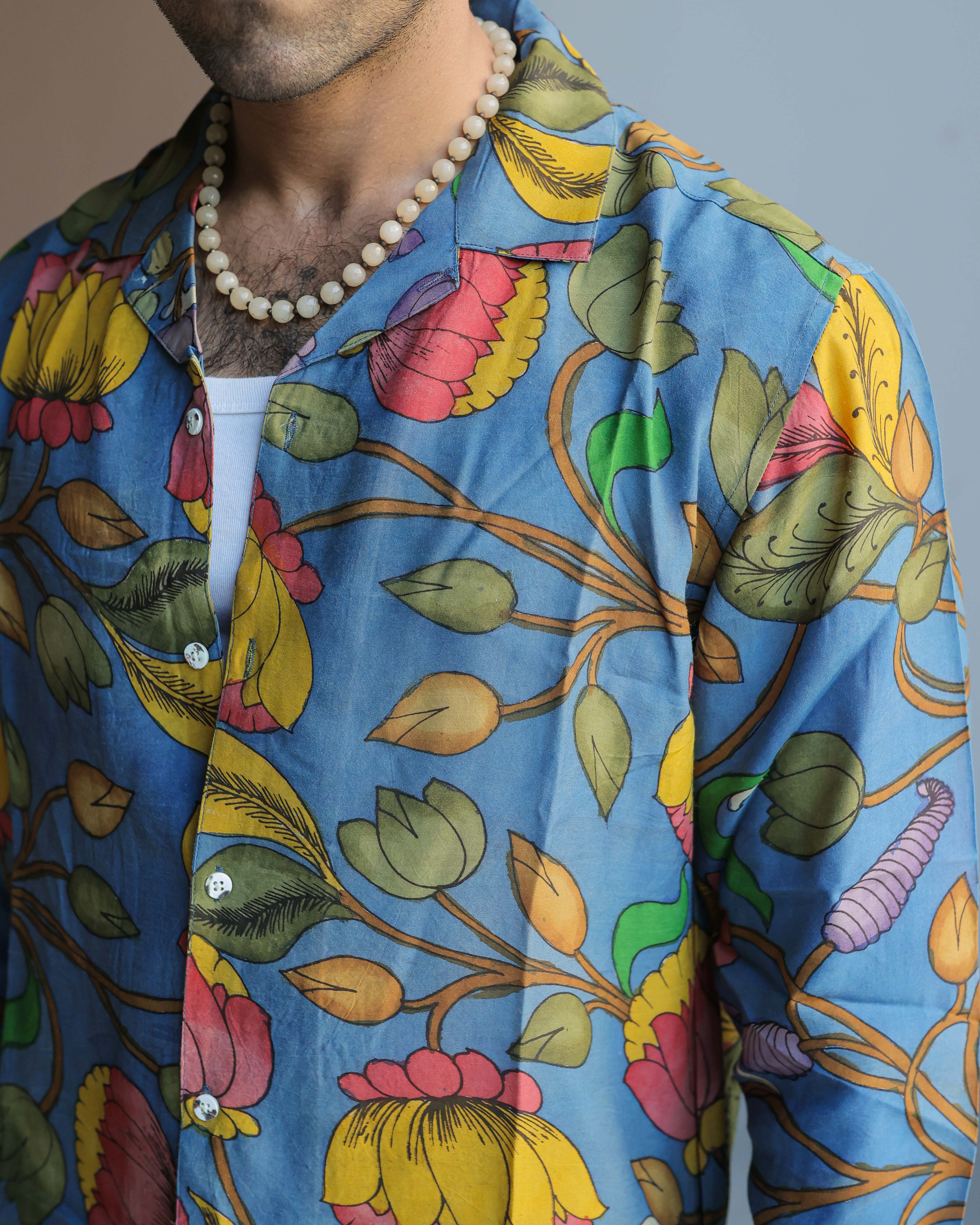 BLUE HANDPAINTED SHIRT