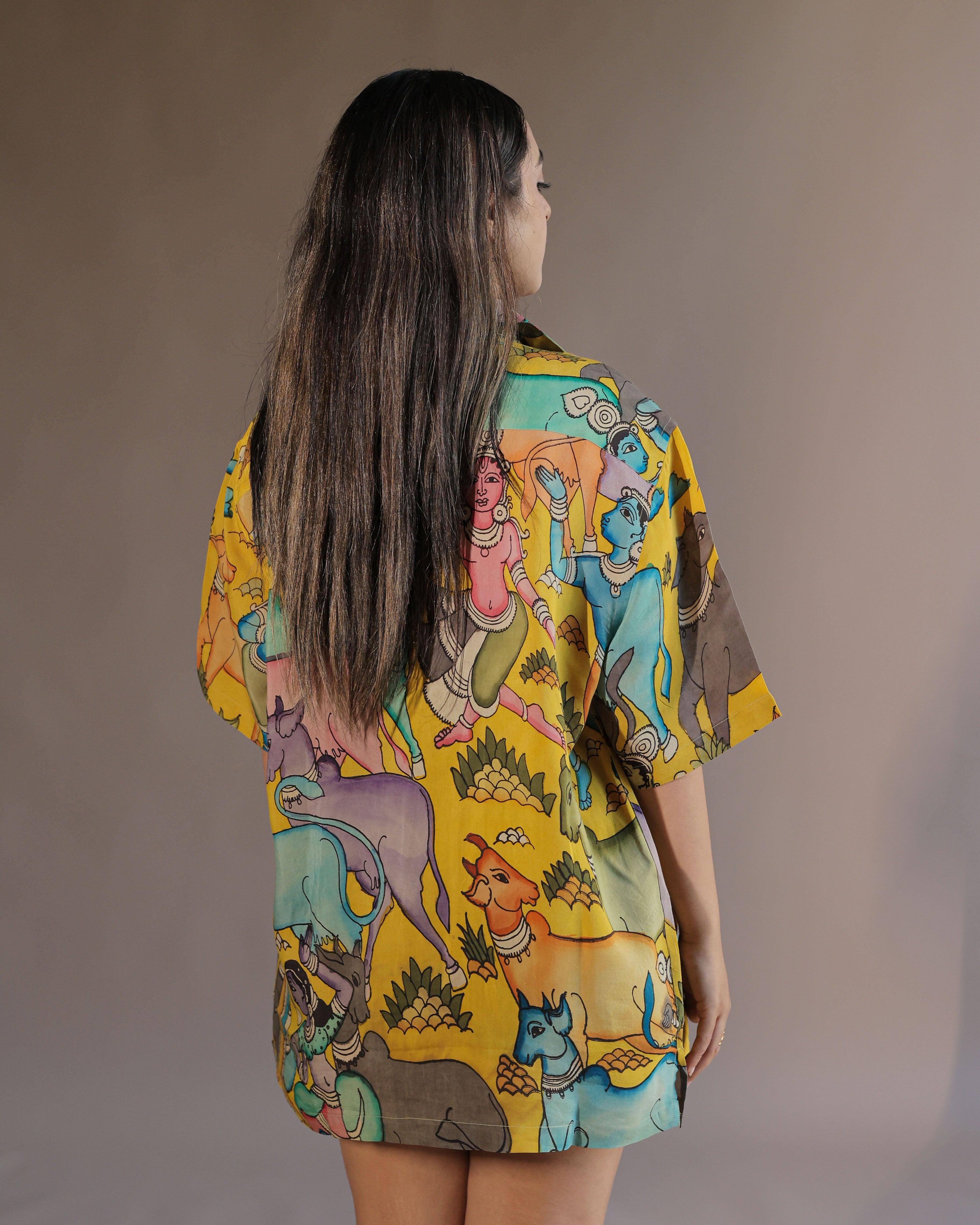 YELLOW HAND PAINTED SHIRT