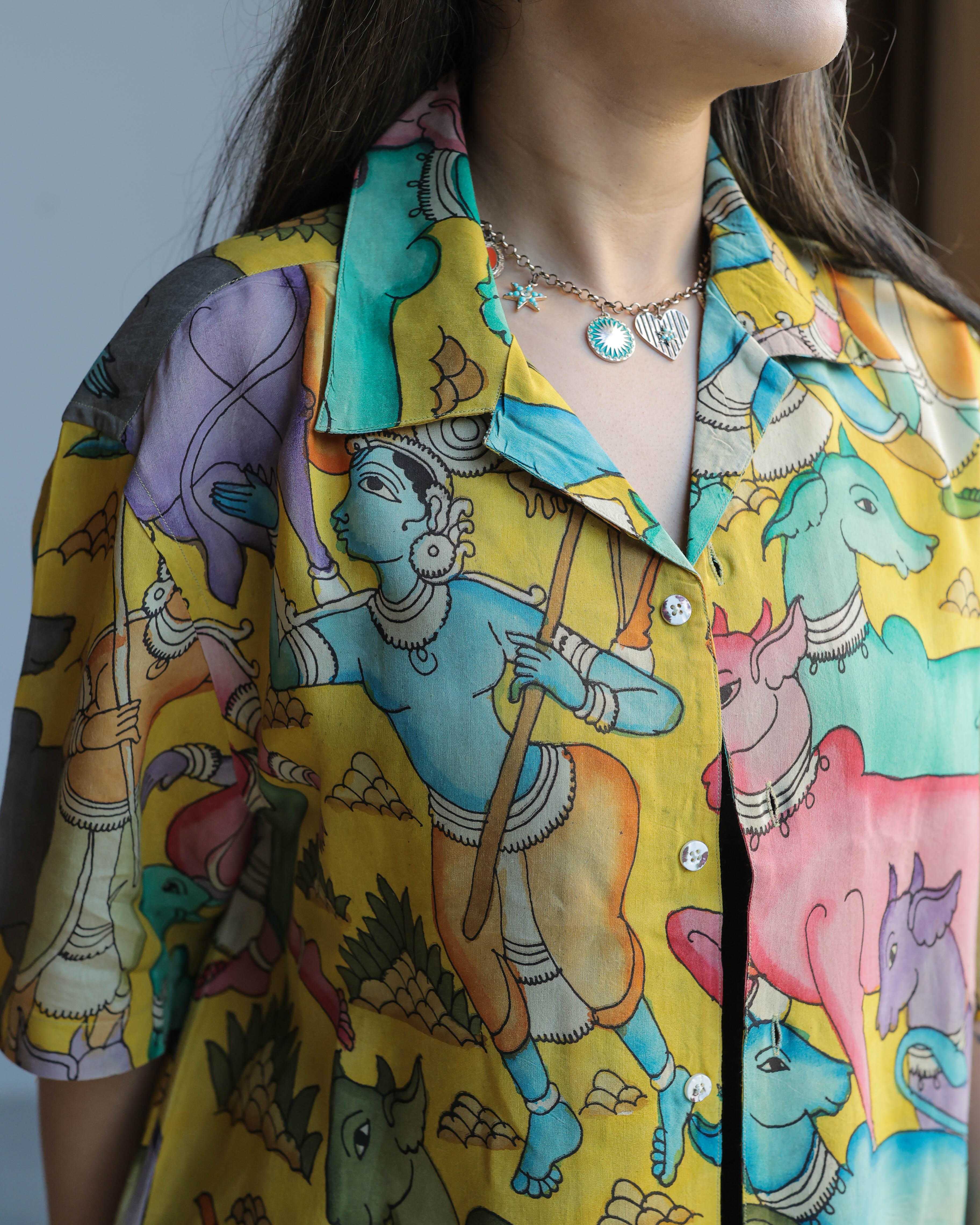 YELLOW HAND PAINTED SHIRT