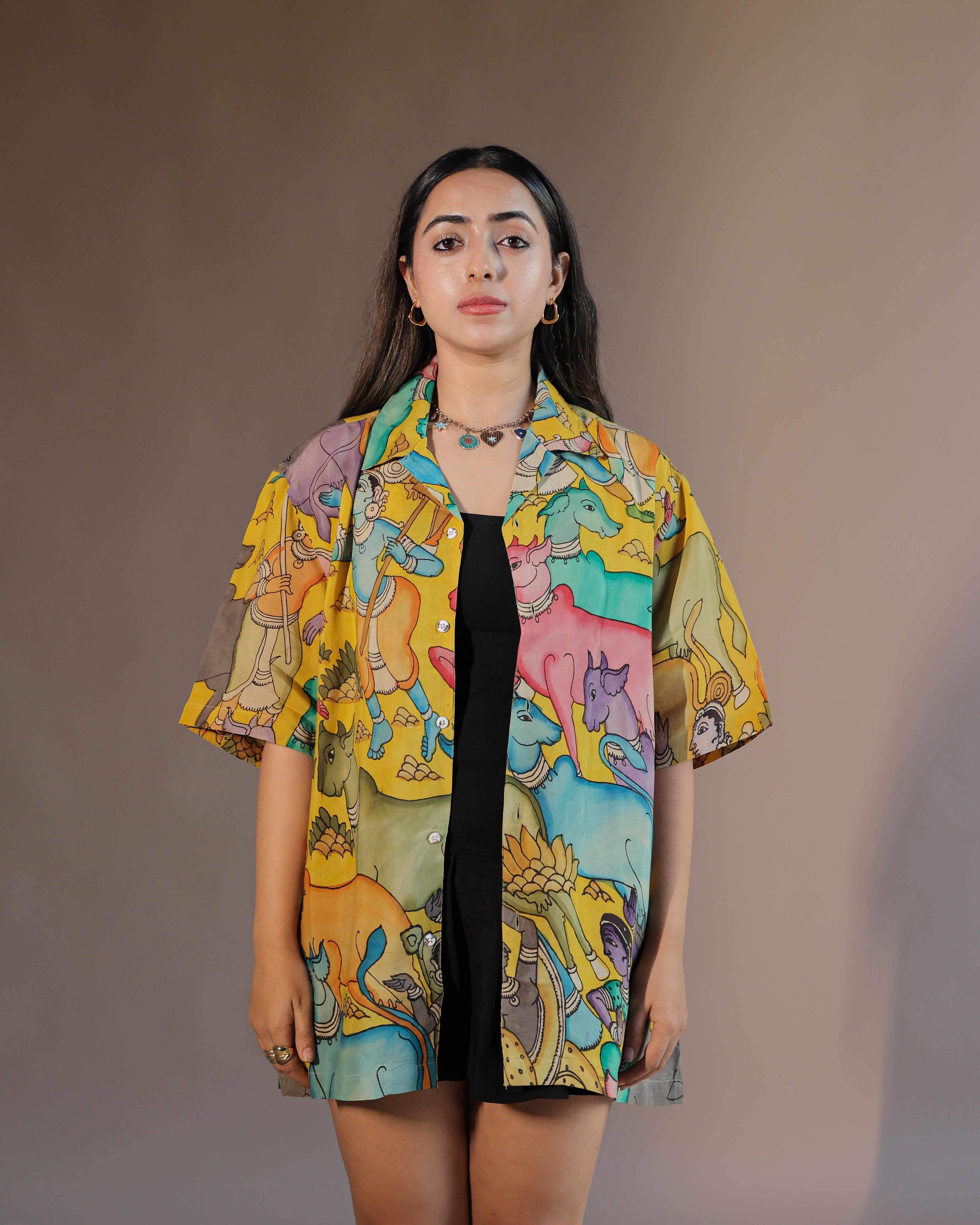 YELLOW HAND PAINTED SHIRT